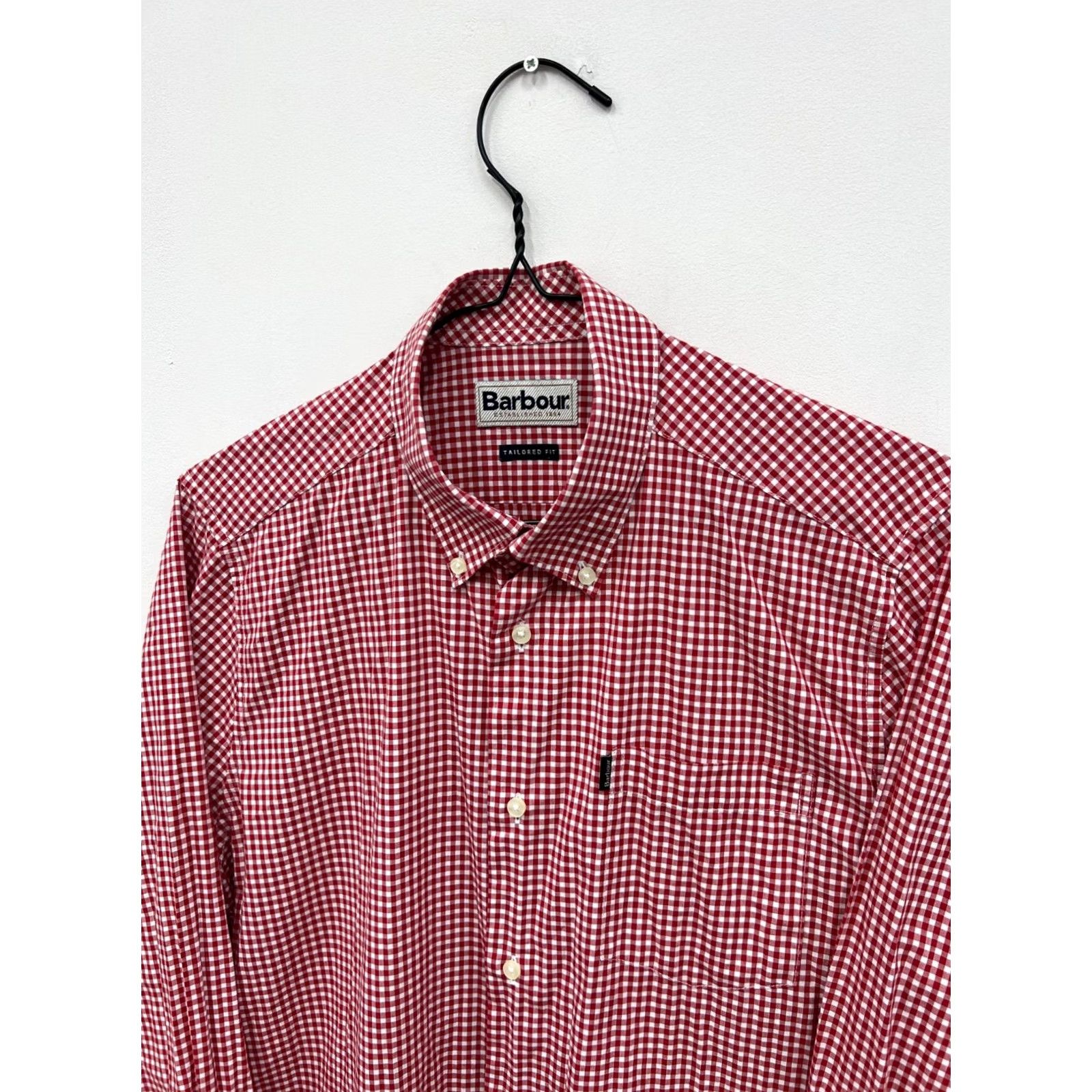 Barbour Barbour Button-Up Shirt Gingham Red Mens UK M US S Tailored Long Sleeve Collared Check-Pattern Regular Size Size US S / EU 44-46 / 1 - 2 Thumbnail