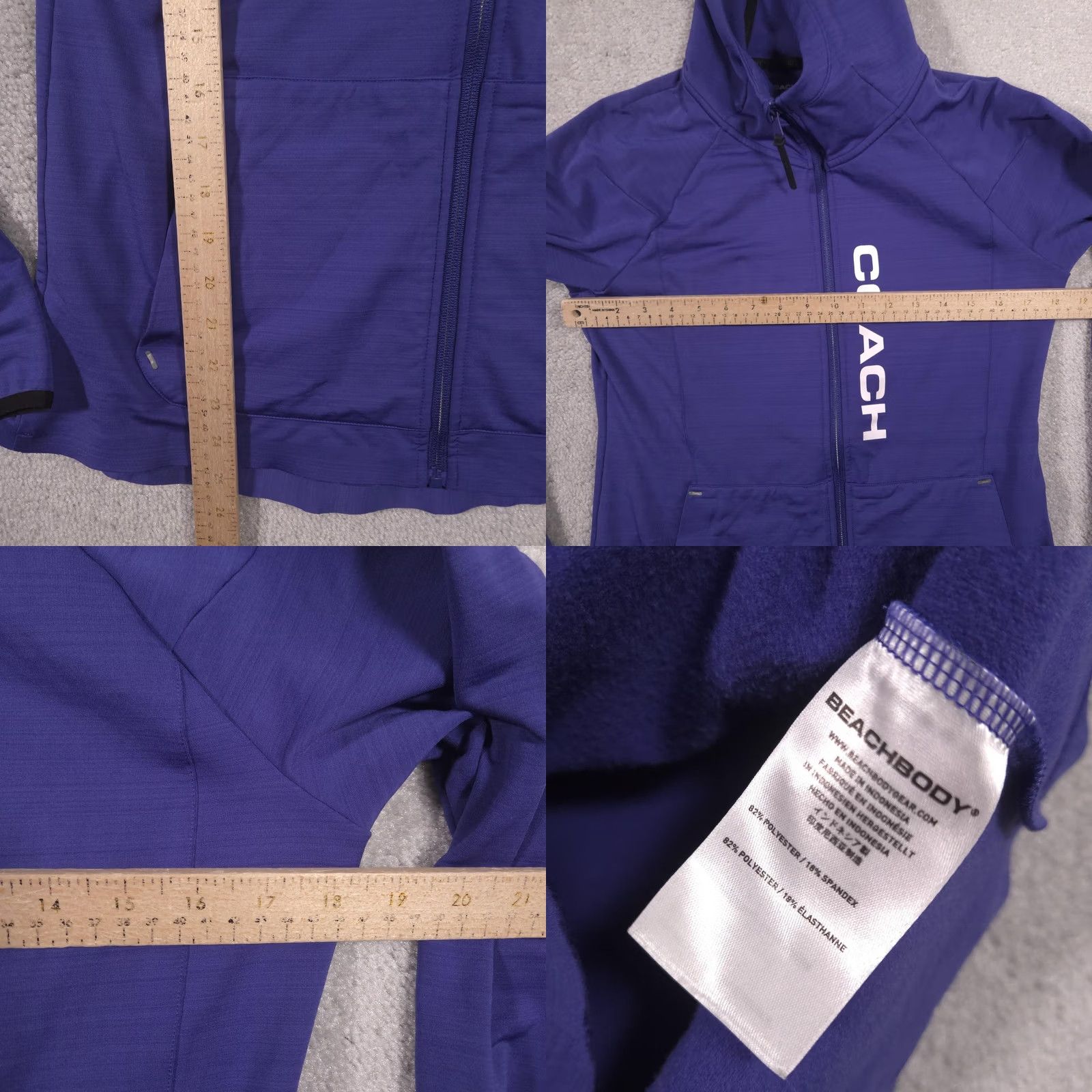 Coach VINTAGE Beachbody Jacket Womens Medium Purple Team Beachbody Coach Hooded Full Zip Size M / US 6-8 / IT 42-44 - 8 Thumbnail