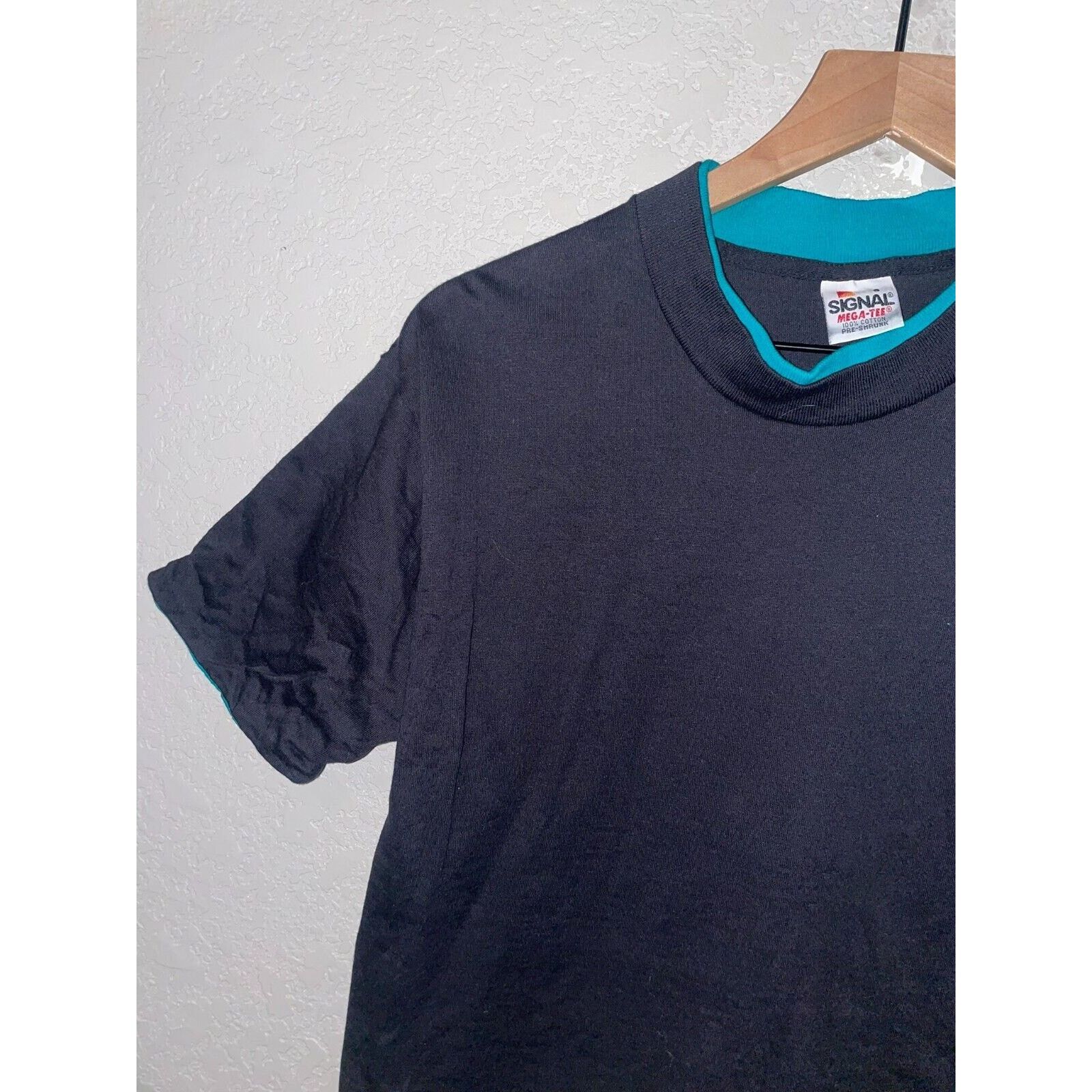 Signal Sport Vintage Black Blank Shirt Teal Double Sleeved Tee VTG 90s M Size US M / EU 48-50 / 2 - 3 Thumbnail