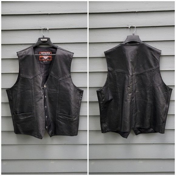 Vintage Vintage 90s y2k Interstate Leathers Black Motorcycle Vest Si Size US XXL / EU 58 / 5 - 3 Thumbnail