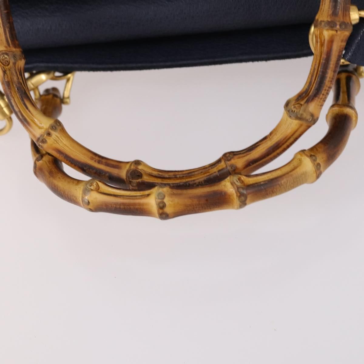 Gucci GUCCI Bamboo Hand Bag Suede Navy Gold 000 2214 000 2214 Size ONE SIZE - 9 Thumbnail