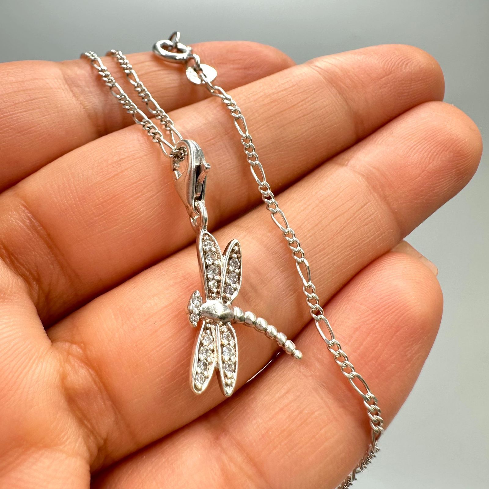 Sterling Silver Vintage 925 Sterling Silver Necklace Dragonfly Pendant Size ONE SIZE - 1 Thumbnail
