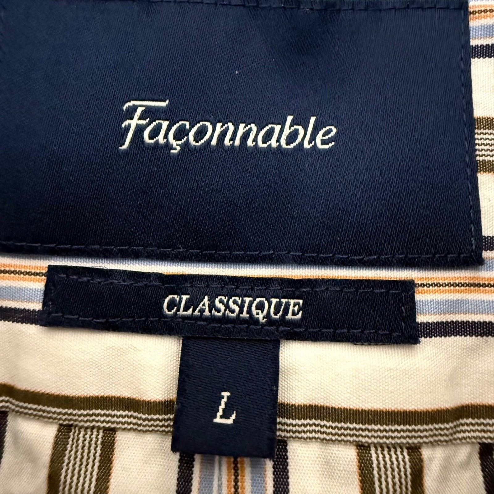 Faconnable Faconnable Classique Mens Large Short Sleeve Shirt Striped Size US L / EU 52-54 / 3 - 2 Thumbnail