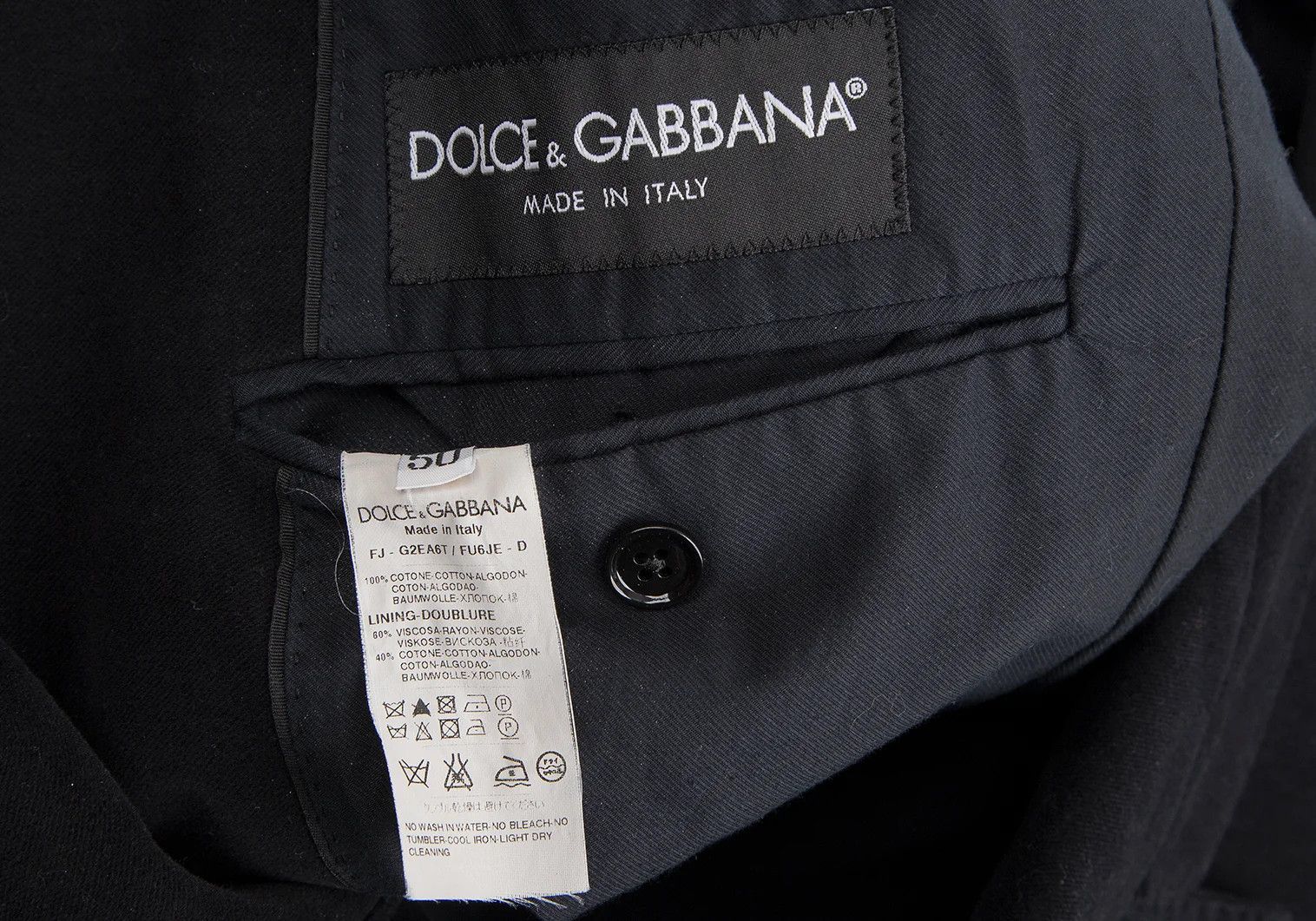 Dolce & Gabbana Cotton Peach Skin Peak Lapel Jacket in Black Size 50 Size US M / EU 48-50 / 2 - 14 Thumbnail