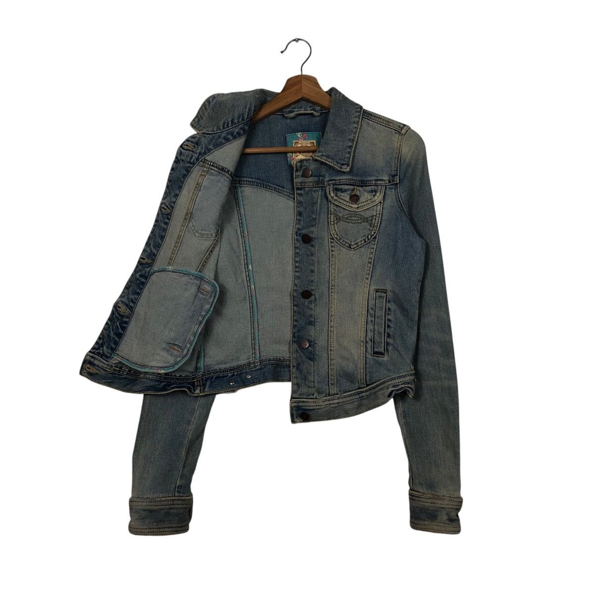 Abercrombie & Fitch 📌Cropped Denim Biker Jacket Abrecrombie Issey Miyake Size M / US 6-8 / IT 42-44 - 12 Thumbnail