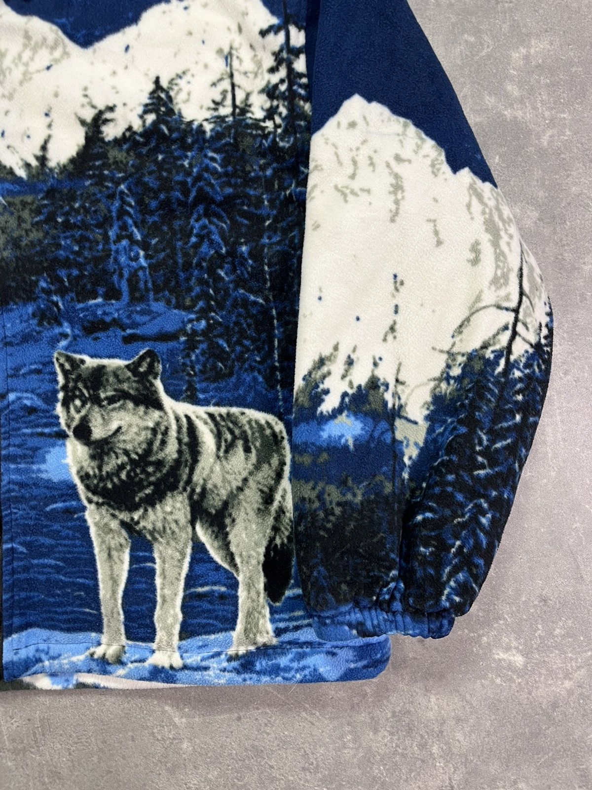 Vintage Vintage Hooded Animal Printed Wolf Pack Fleece Jacket 3XL Size US XXL / EU 58 / 5 - 5 Thumbnail