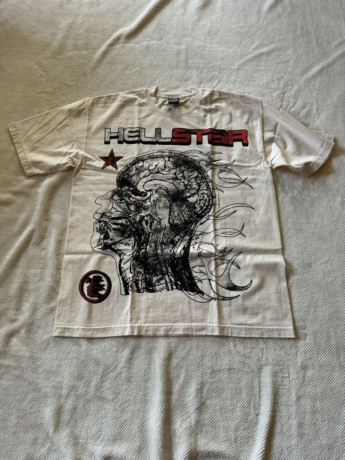 image of Hellstar Cranium Tee in Cream, Men's (Size Large)