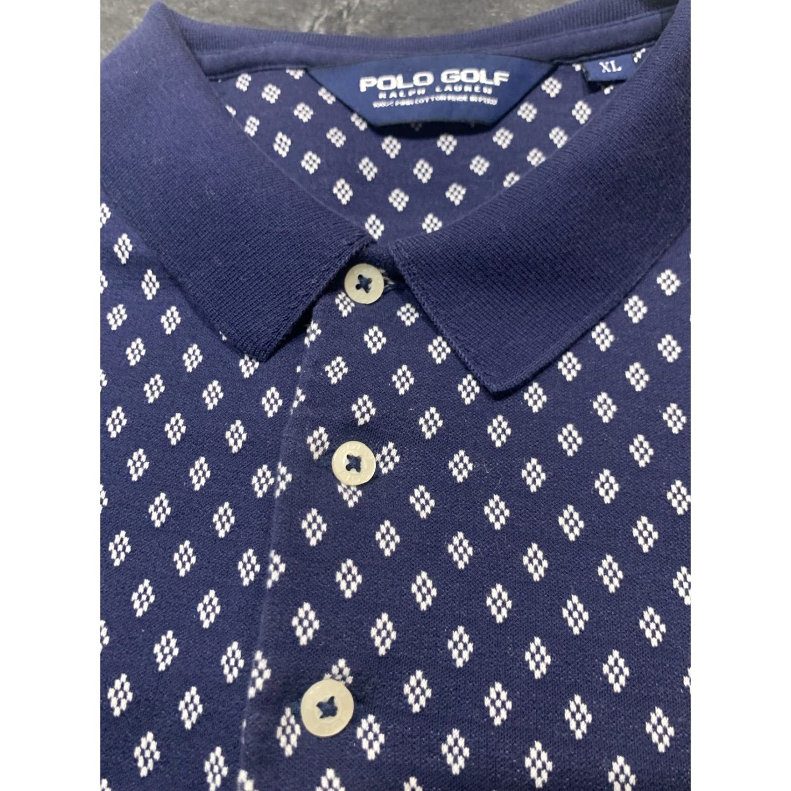 Polo Ralph Lauren VINTAGE Polo Golf Ralph Lauren XL Polo Shirt Blue White Geometric 90s Mens Size US XL / EU 56 / 4 - 6 Thumbnail