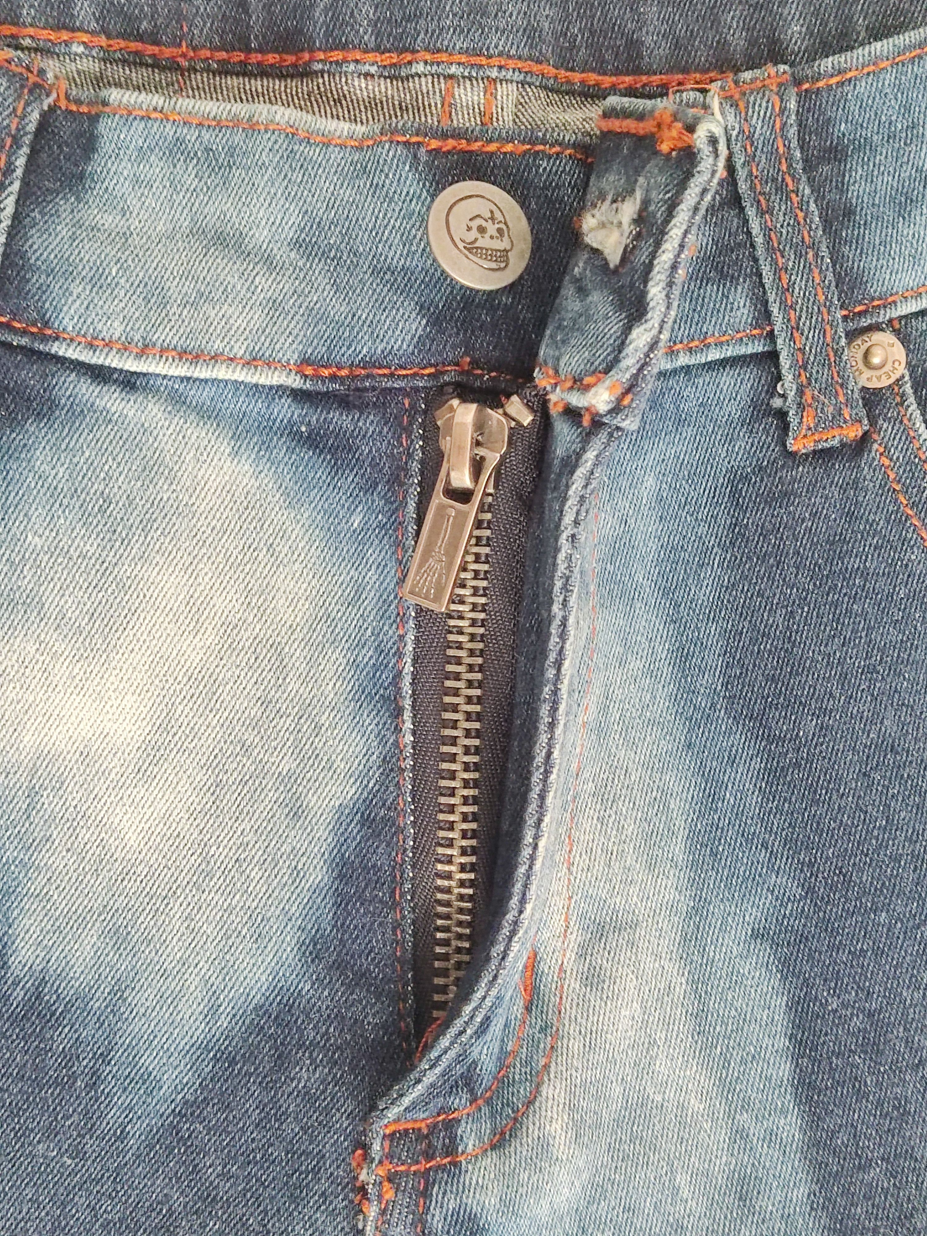 Cheap Monday Cheap Monday Y2K Zip Low Acid Wash Distressed Skinny Jeans Size 29" - 5 Thumbnail