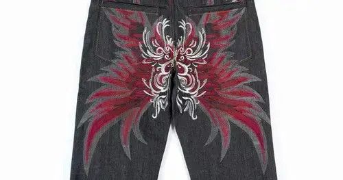 Japanese Brand × Jean Baggy jeans with embroidery Size US 32 / EU 48 - 2 Thumbnail