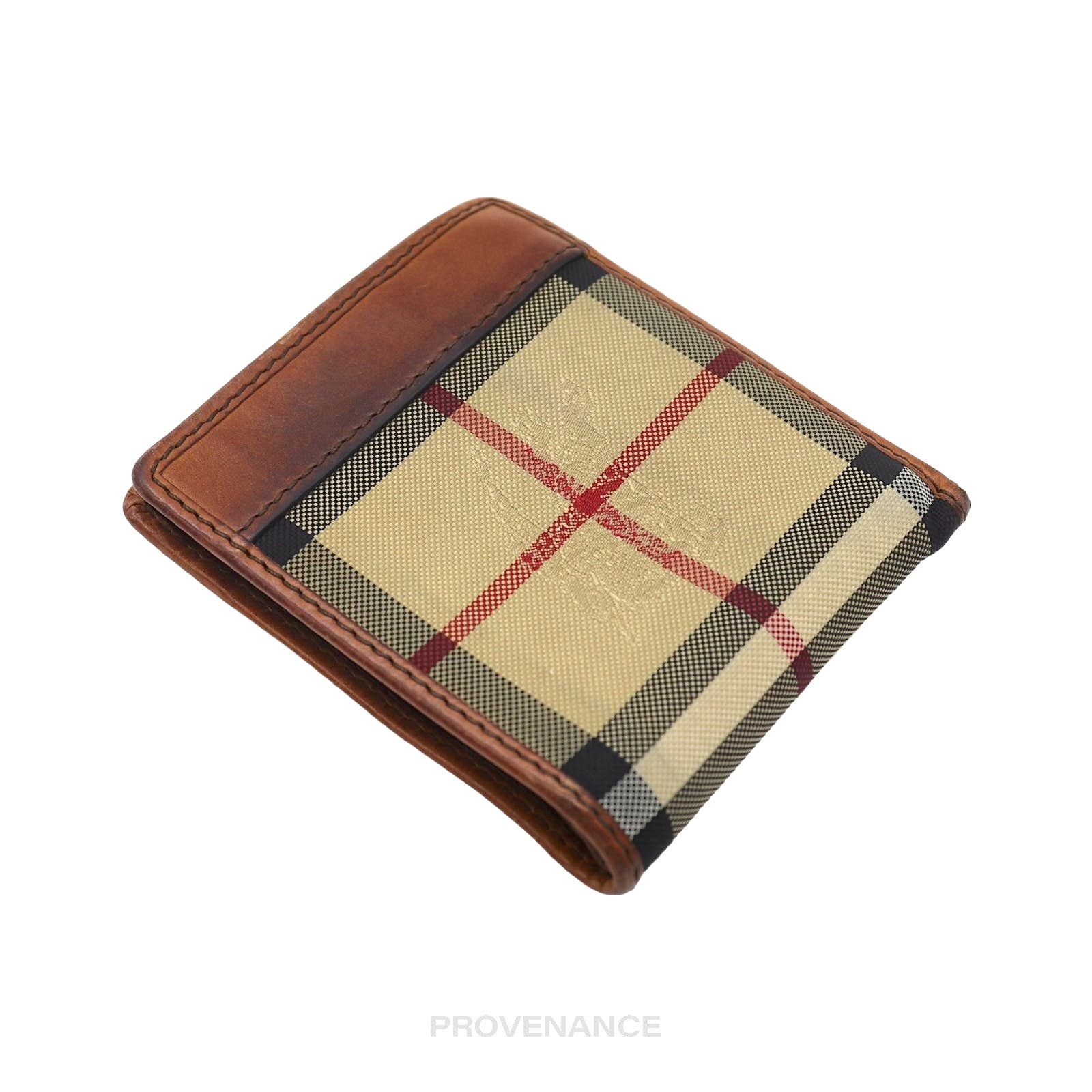 Burberry 🔴 Burberry Nova Check Canvas Bifold Wallet - Brown Leather Size ONE SIZE - 7 Thumbnail