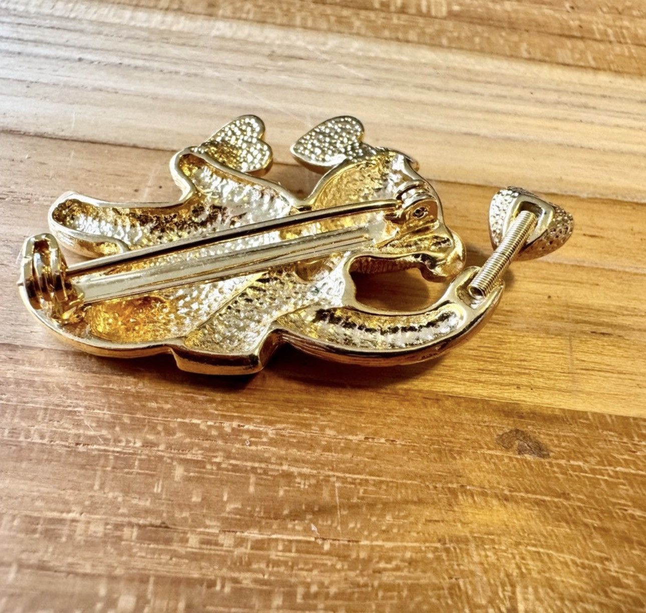 Other Vintage Gold Tone Teddy Bear Brooch Rhinestones Black Vest Size ONE SIZE - 5 Thumbnail