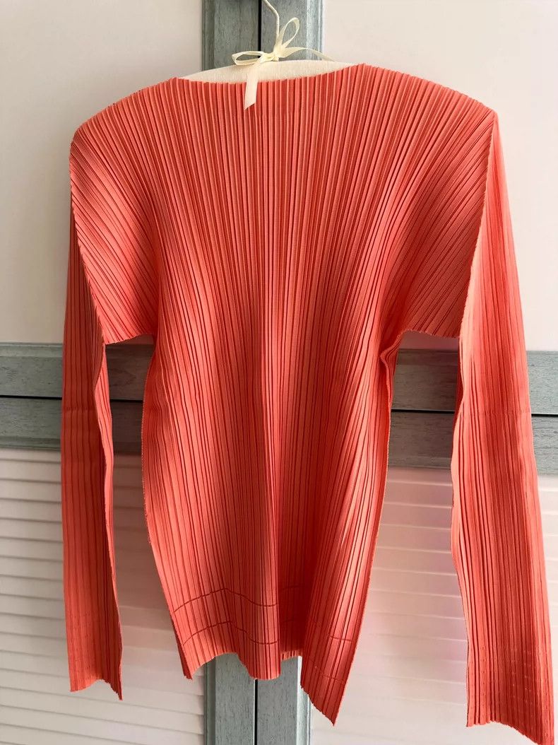 Issey Miyake Issey Miyake size:3 Orange pleated long-sleeved shirt Size XS / US 0-2 / IT 36-38 - 5 Thumbnail