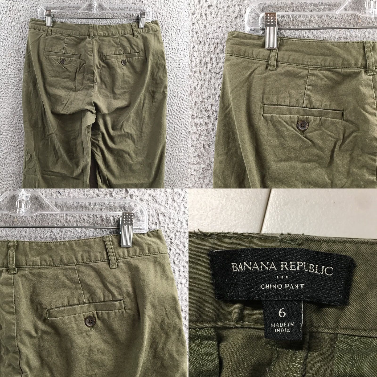 Banana Republic Banana Republic Chino Pants Womens 6 Olive Green Cotton Blend Button Front Zip Pants Size 28" / US 6 / IT 42 - 9 Thumbnail
