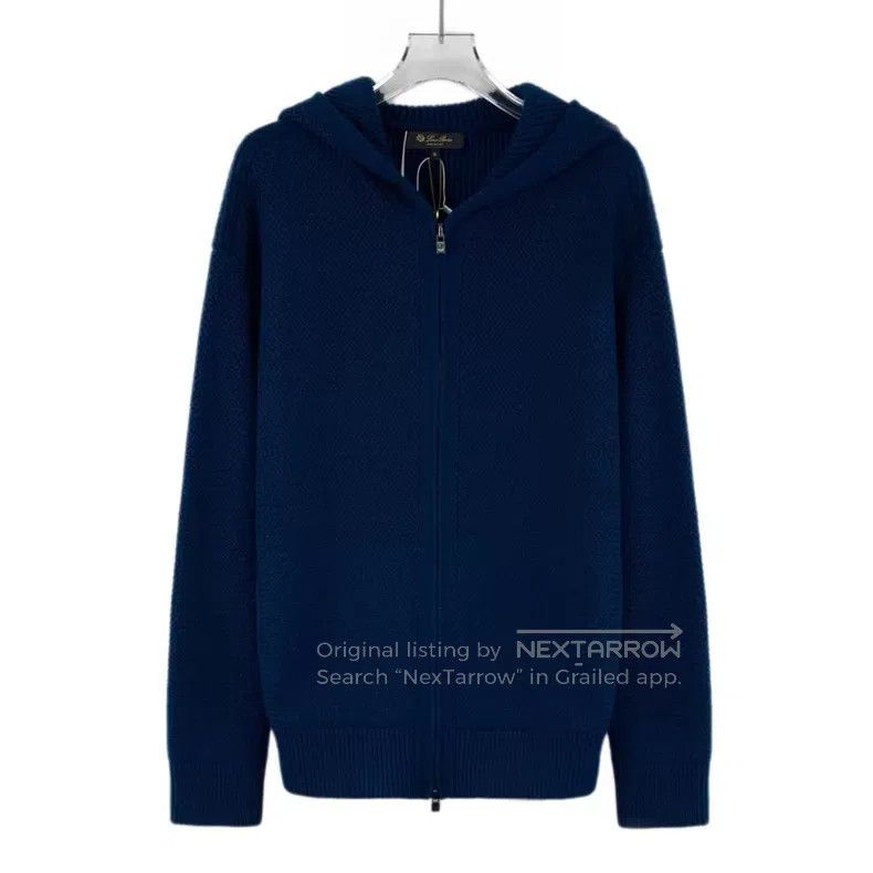 Loro Piana Loro Piana Navy blue cashmere hooded zippered long sleeve Size S / US 4 / IT 40 - 1 Thumbnail