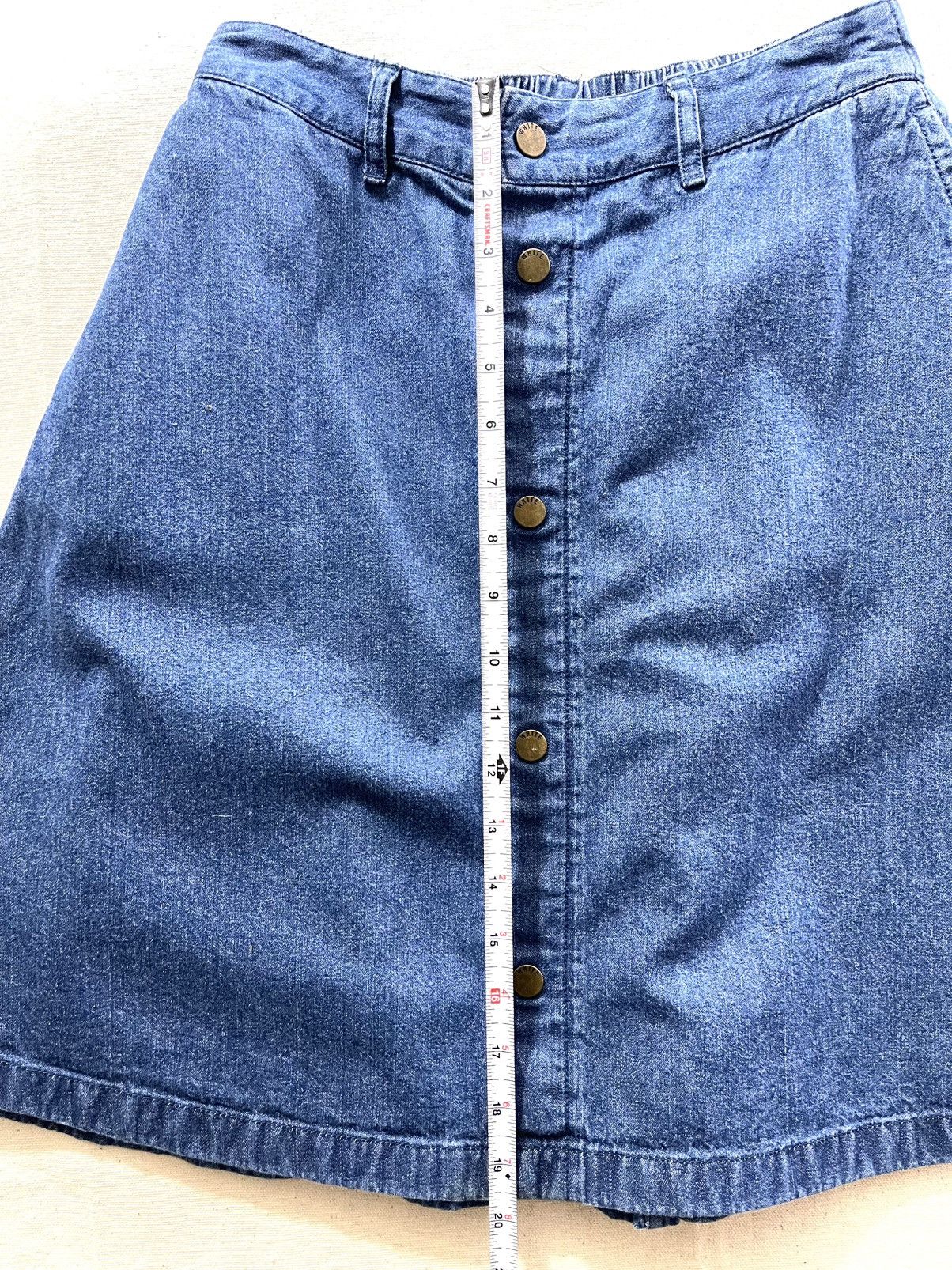CHOCOOLATE Denim Elastic Waist A Line Faux Button Midi Skirt Size 27" / US 4 / IT 40 - 7 Thumbnail