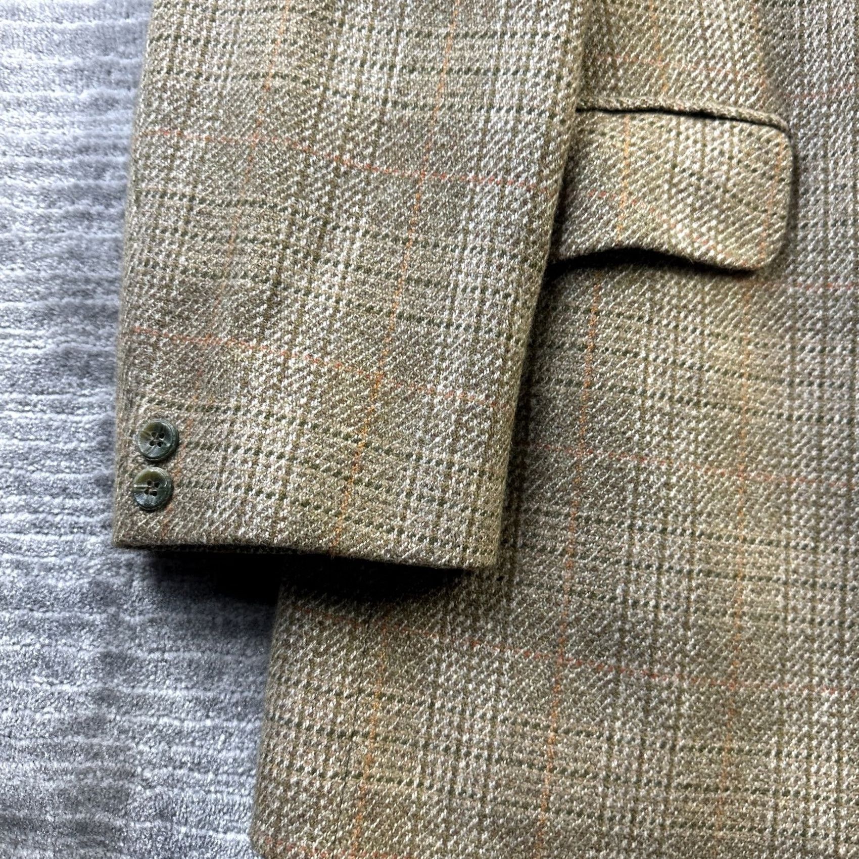 CO Dunn & Co Blazer Mens 46 Green Tweed Glen Plaid Wool Jacket Blazer Vintage Notch 2-Button Single-Breasted Regular Mar 46 Green Mens Size 46R - 5 Thumbnail