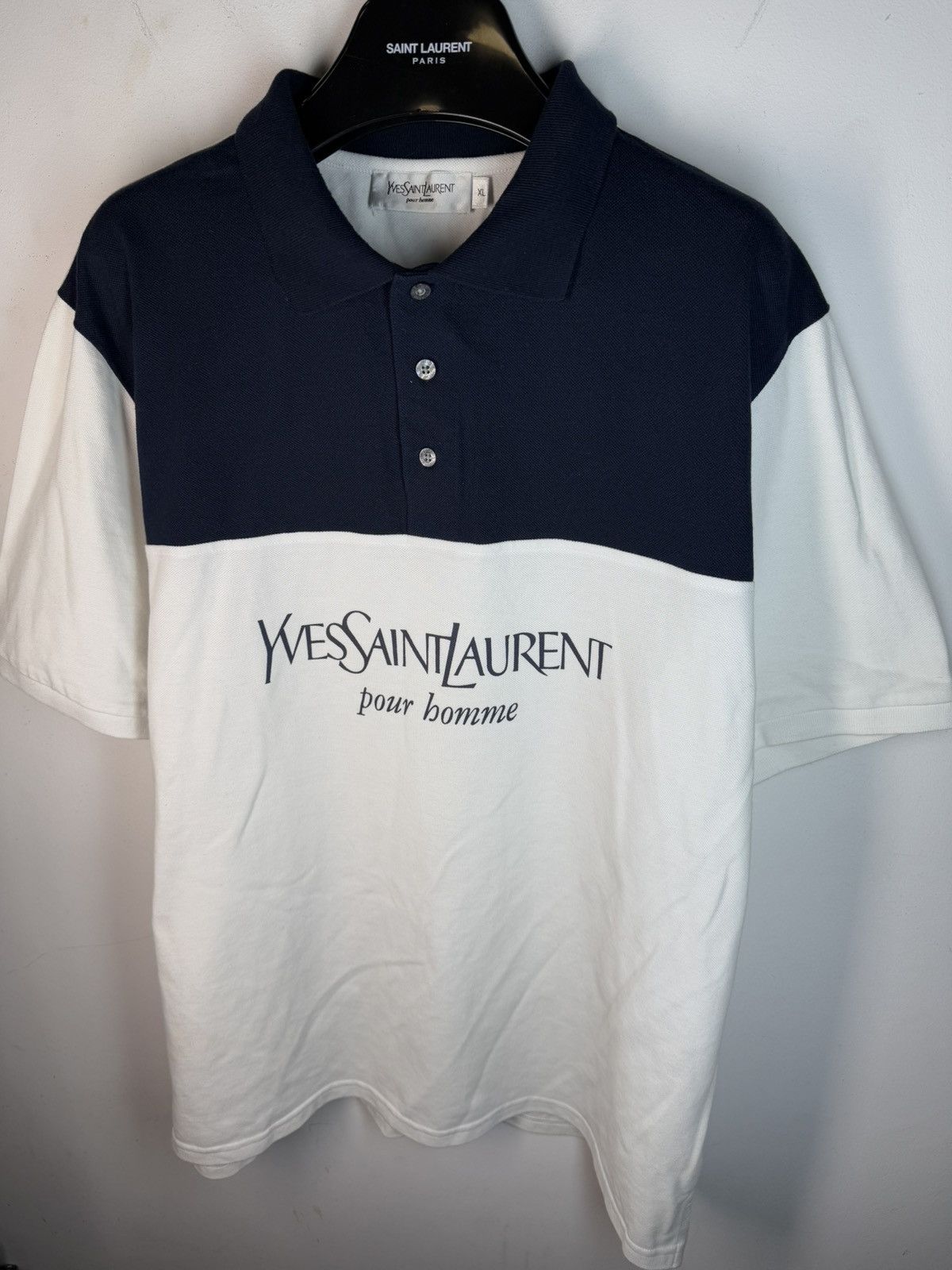 Yves Saint Laurent White YSL Polo Shirt Spell Out YSL T-Shirt Size US XL / EU 56 / 4 - 17 Thumbnail