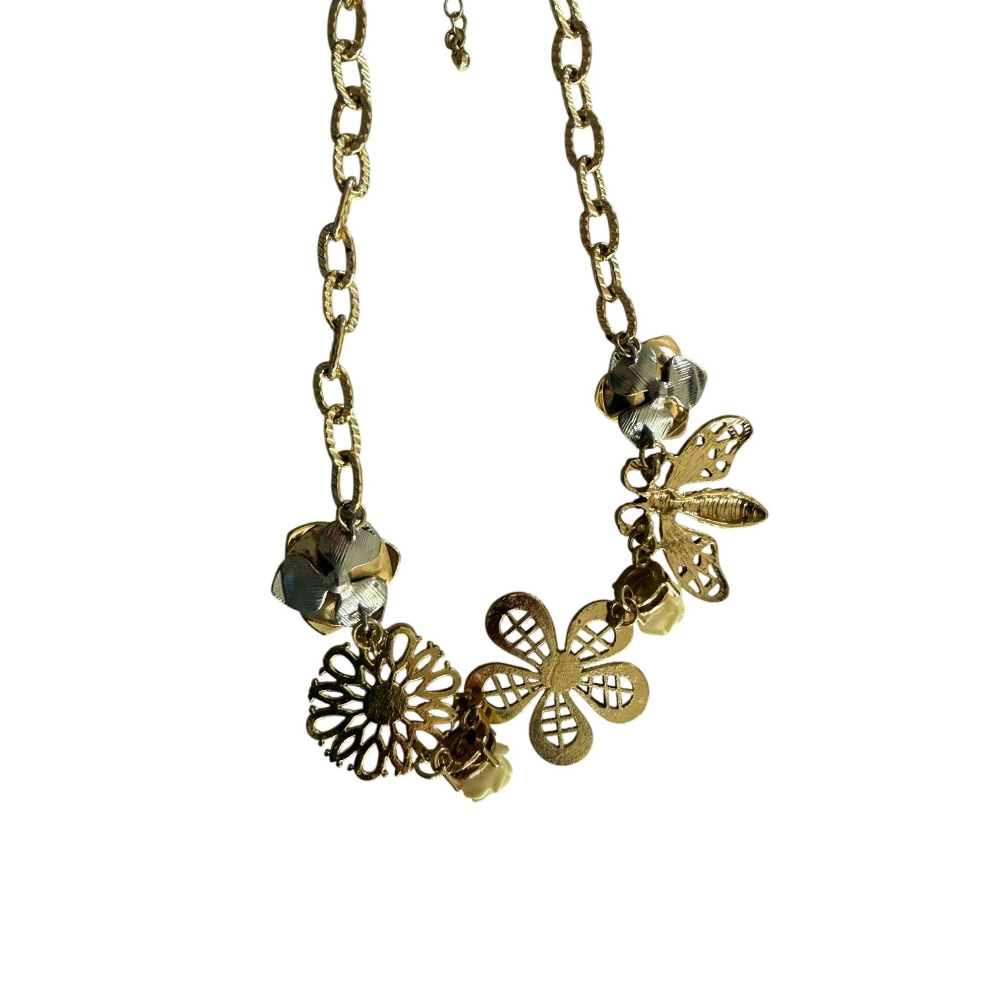Other Chunky Gold-Tone Floral Insect Statement Necklace With Cryst Size ONE SIZE - 7 Thumbnail