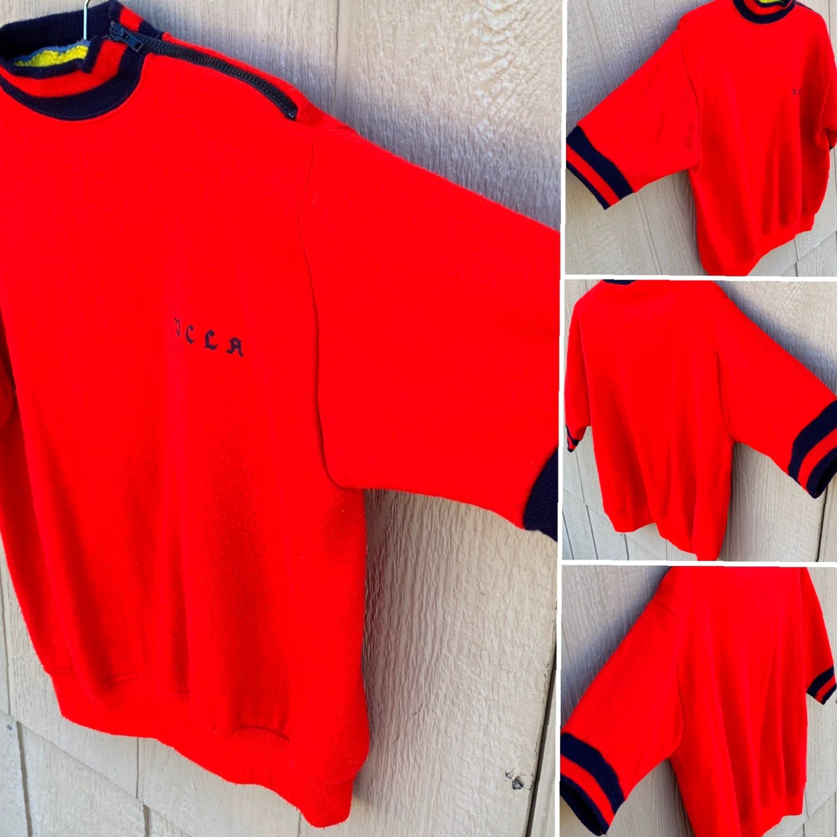 Vintage VINTAGE Collegiate Pacific UCLA Short Sleeve Sweatshirt Ringer Zip Shoulder Red L Men’s Womens? Size US L / EU 52-54 / 3 - 2 Thumbnail