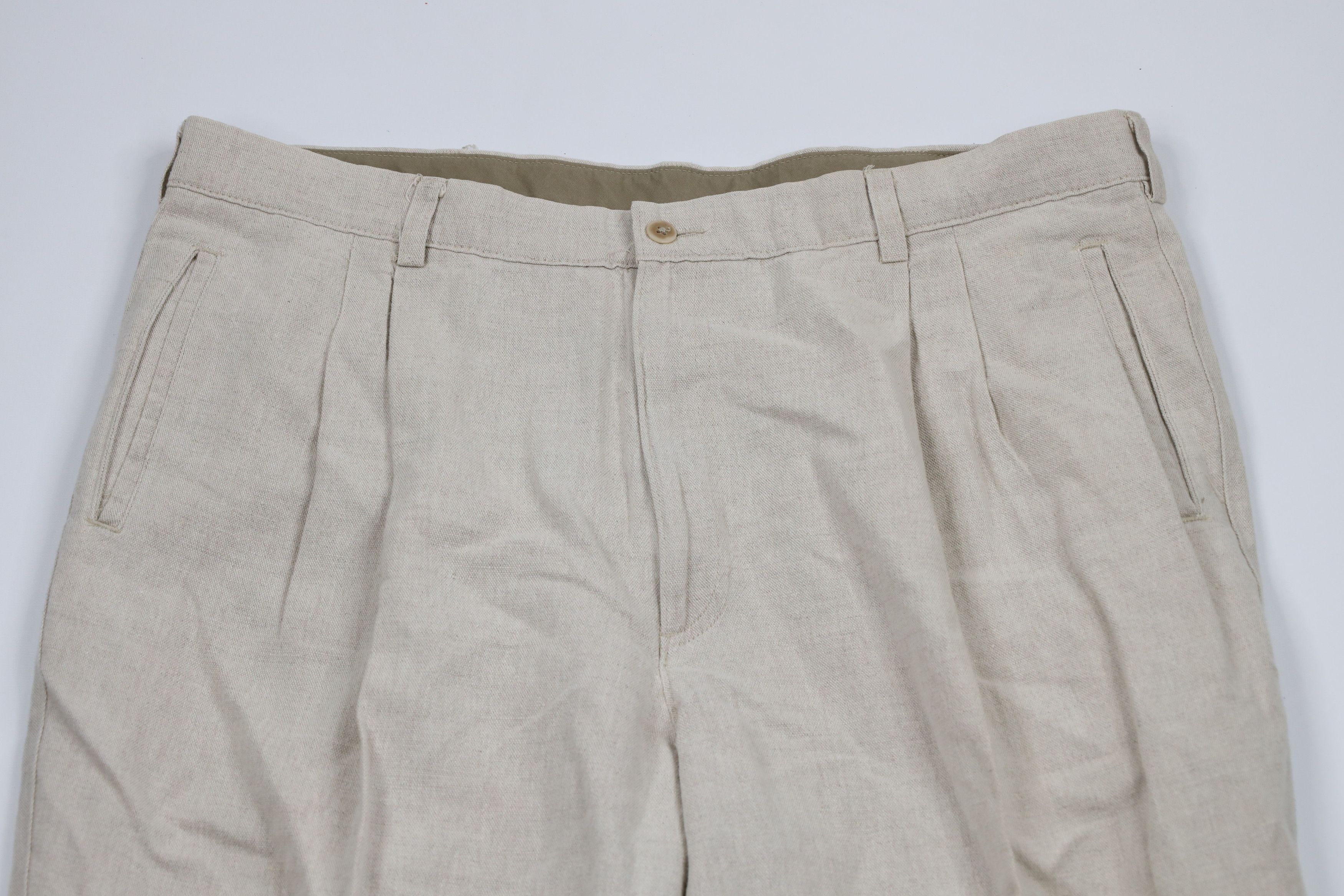 Vintage Vintage 90s Streetwear Cuffed Linen Blend Chino Pants Size US 38 / EU 54 - 2 Thumbnail