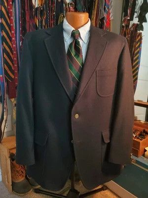 Huntington Vintage Huntington navy flannel ivy style blazer Size 42L - 1 Thumbnail