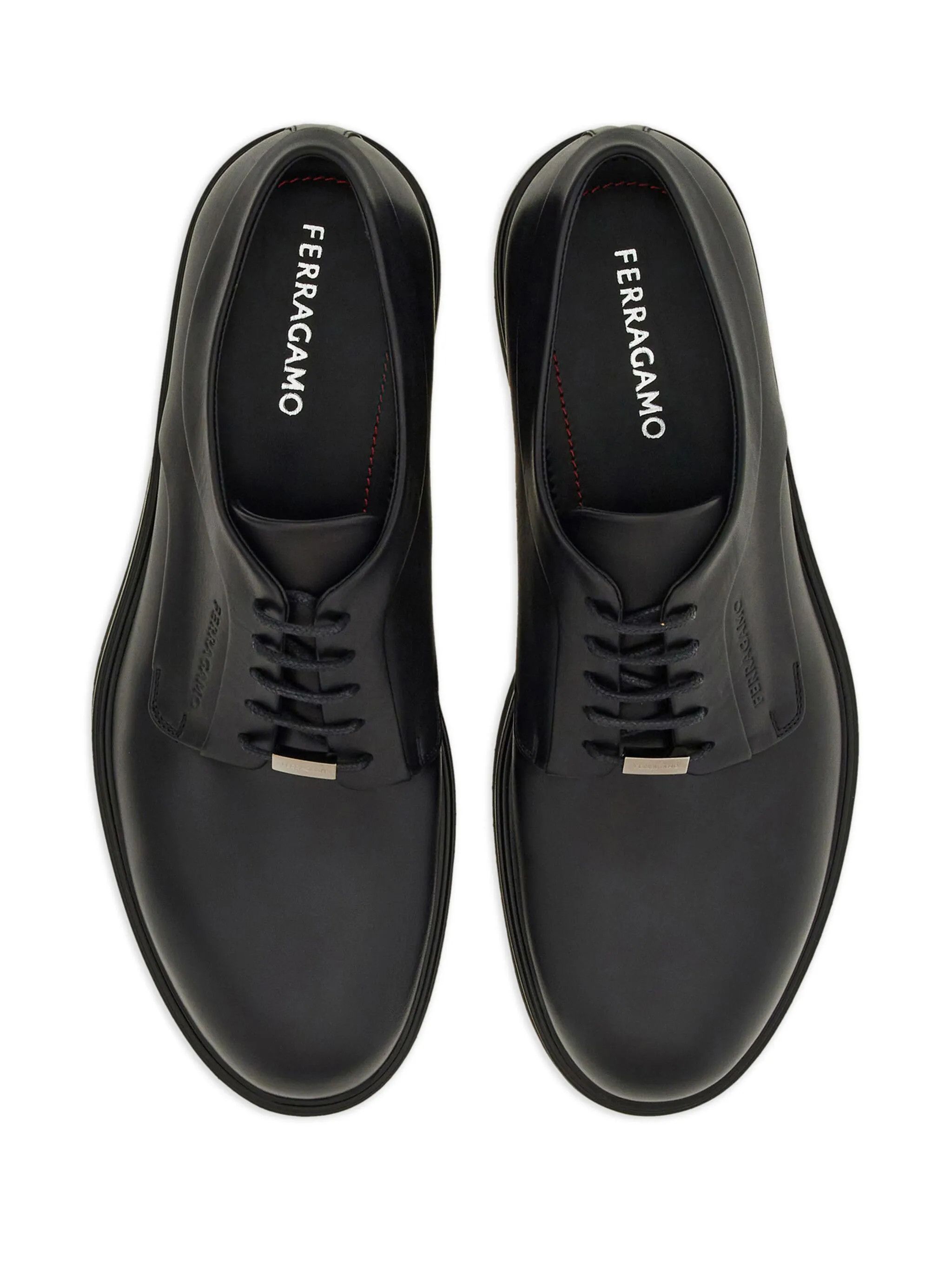 Salvatore Ferragamo o1s1rm0126 Logo-debossed Leather Derby Shoes in Black Size US 8 / EU 41 - 4 Thumbnail