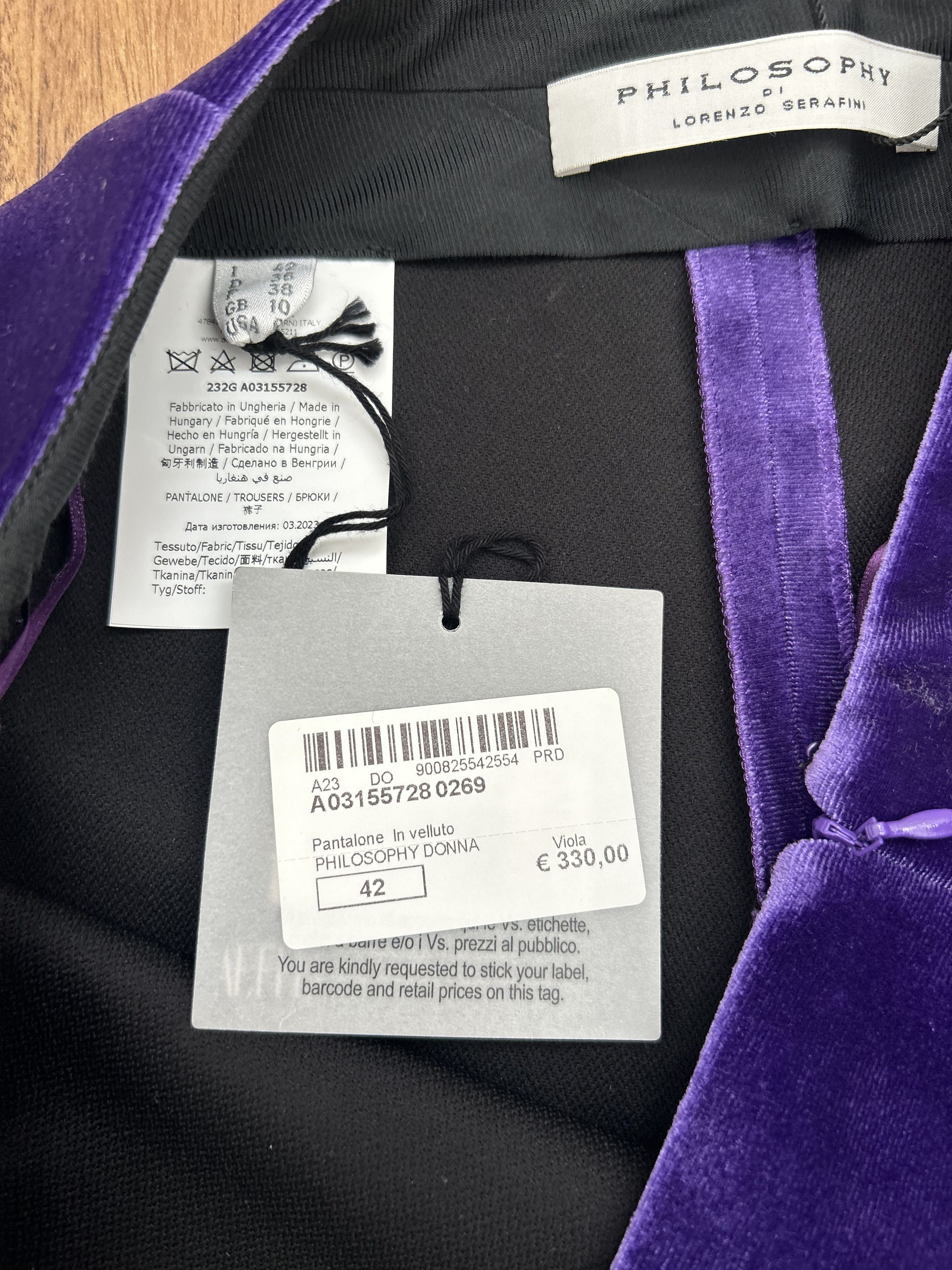 Philosophy di Lorenzo Serafini Philosophy di Lorenzo Serafini wide leg purple velvet pants Size 28" / US 6 / IT 42 - 4 Thumbnail