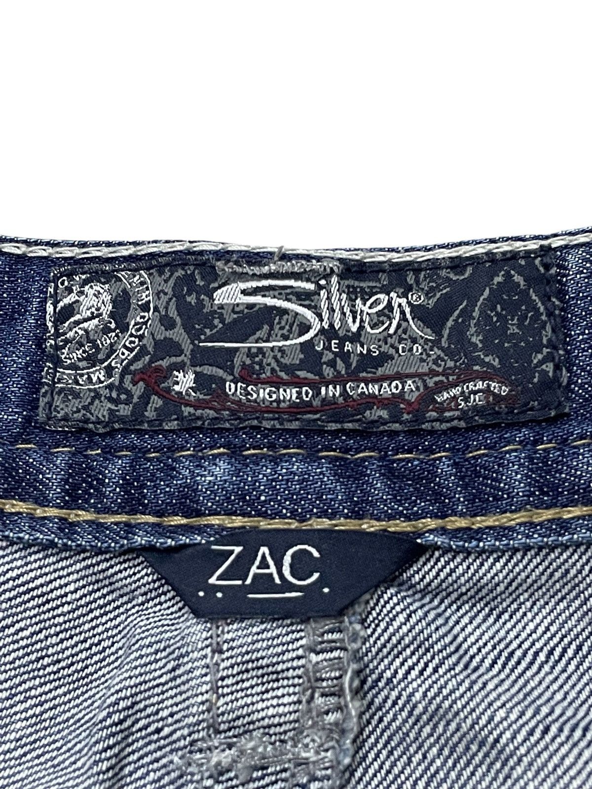 Japanese Brand × semanticdesign Silver Heavy Stitched Loose Straight Baggy Jeans Size US 32 / EU 48 - 21 Thumbnail