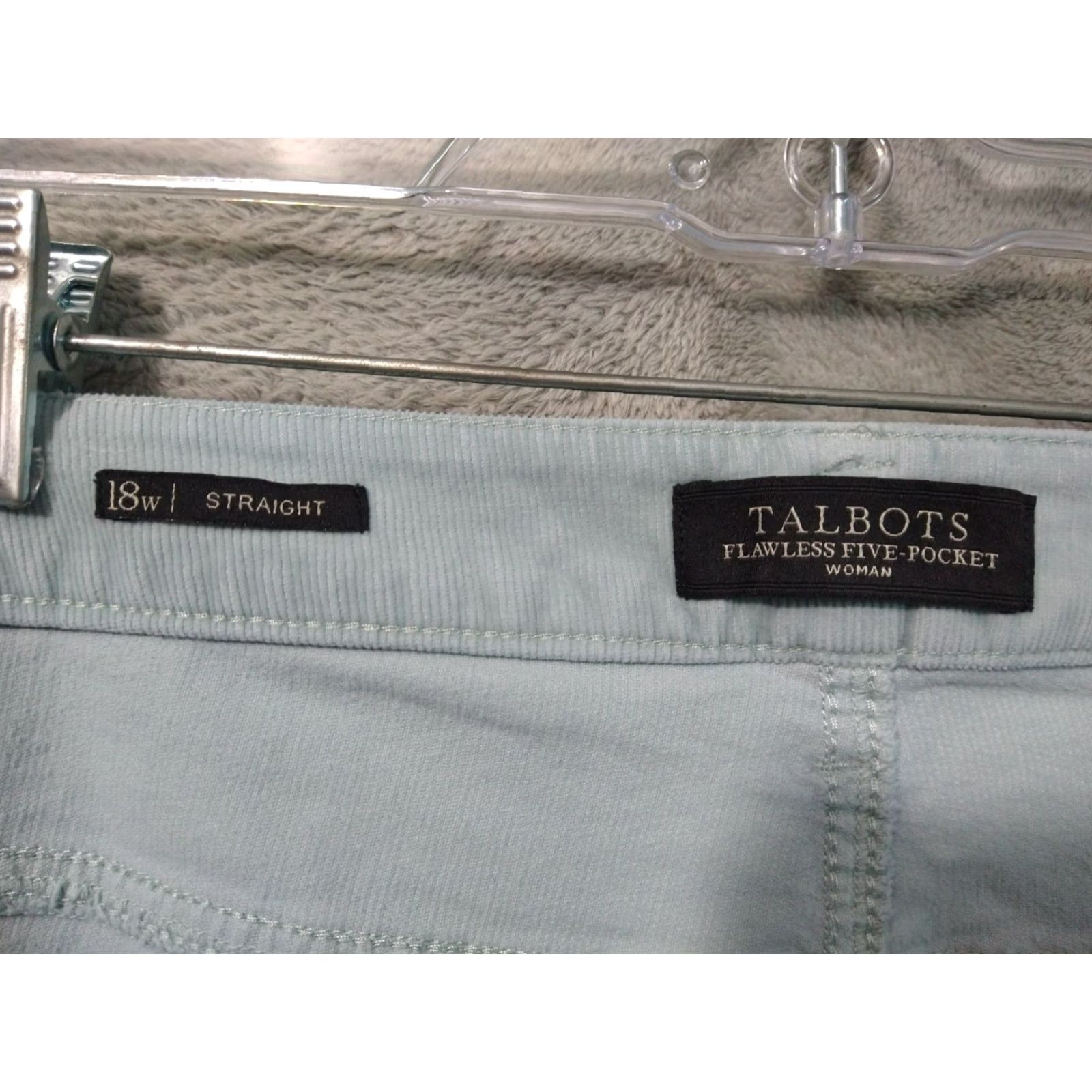 Talbots Talbots Women's Plus Size 18W Blue Corduroy Straight Leg Pants High Rise Stretch Chino Size 40" / US 18 - 7 Thumbnail