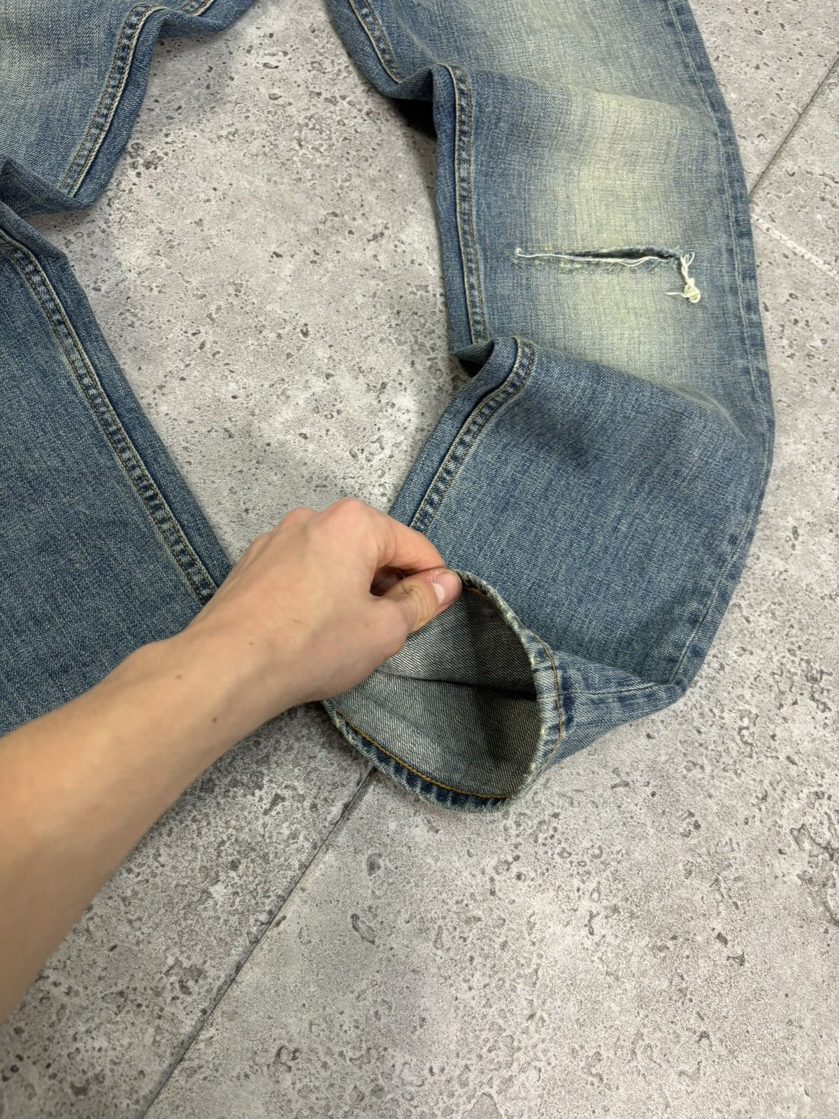 Allsaints × Japanese Brand All Saints Distressed Faded Knee Denim Jeans Pants 00s Y2K Size US 32 / EU 48 - 5 Thumbnail
