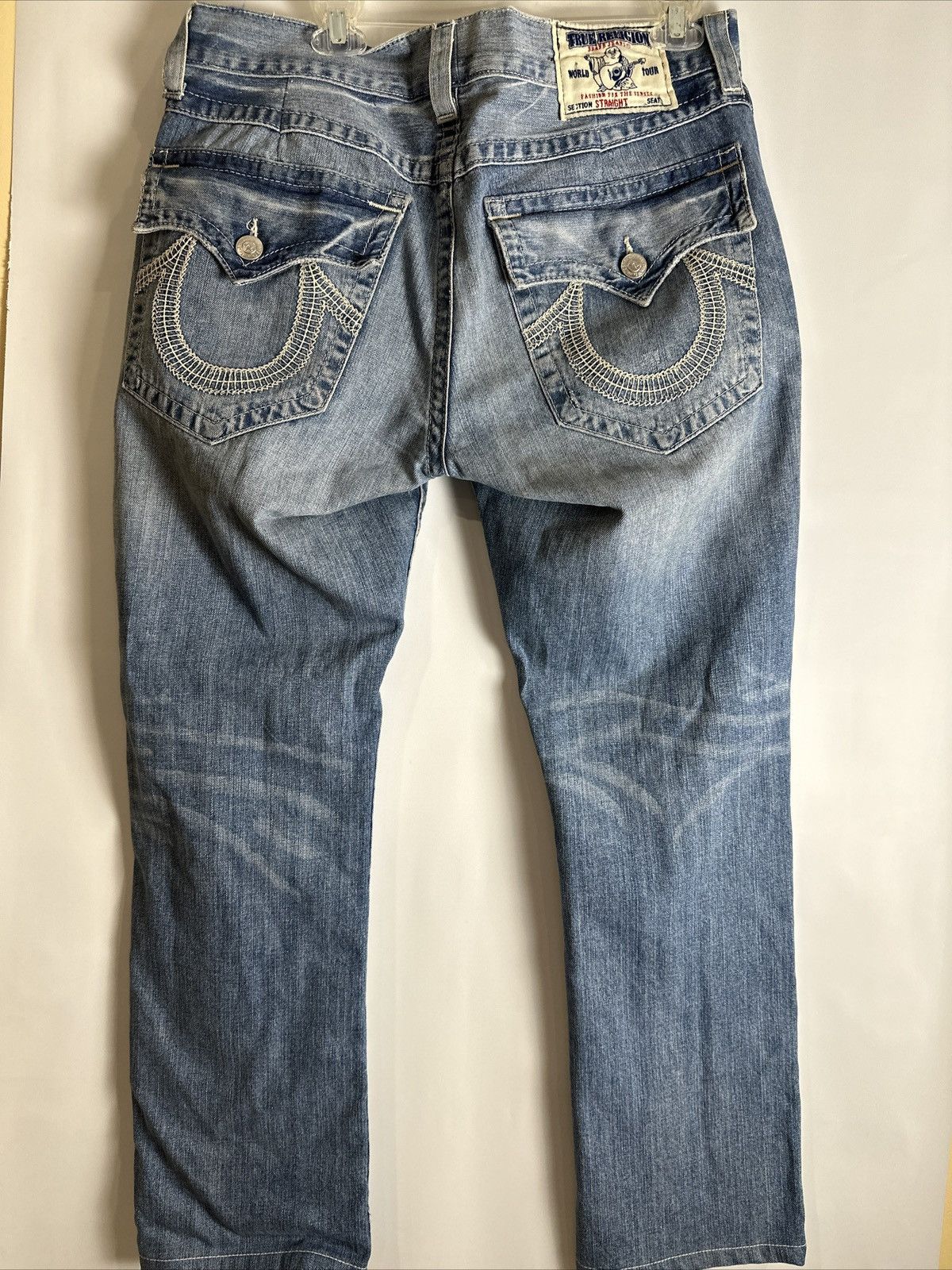 True Religion Men's Straight Leg Denim Blue Jeans Size 38