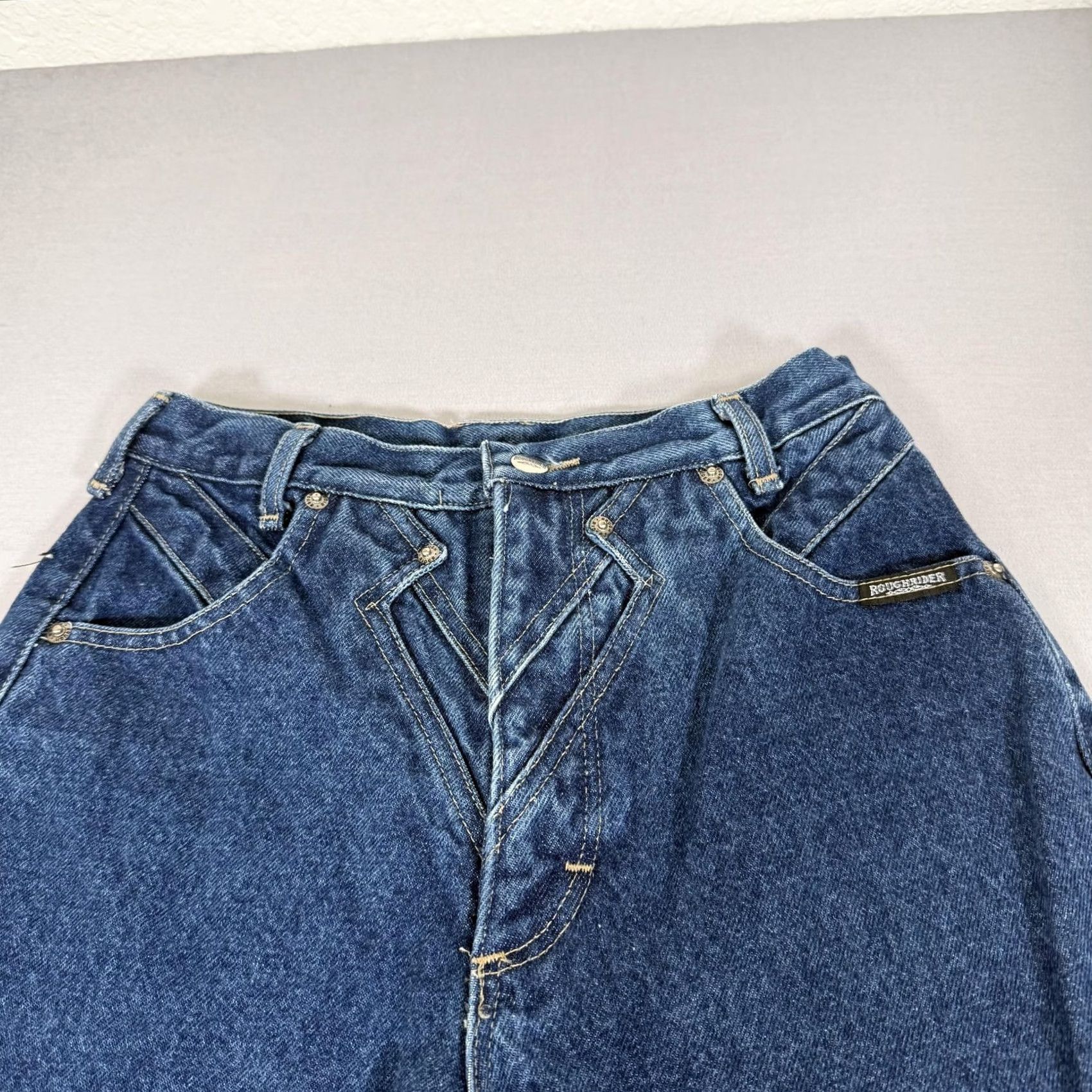 Denime VINTAGE Rough Rider Jeans Womens 7 Blue Bare Back Slim Fit Denim Pants Western Shirt? Size 28" / US 6 / IT 42 - 3 Thumbnail