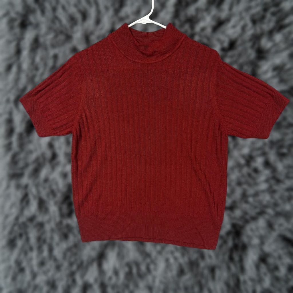 Vintage VINTAGE Chaus Sweater Womens L Red Knit Pullover Mock Neck 90s Preppy Ribbed Office Solid Knitwear Size L / US 10 / IT 46 - 1 Thumbnail