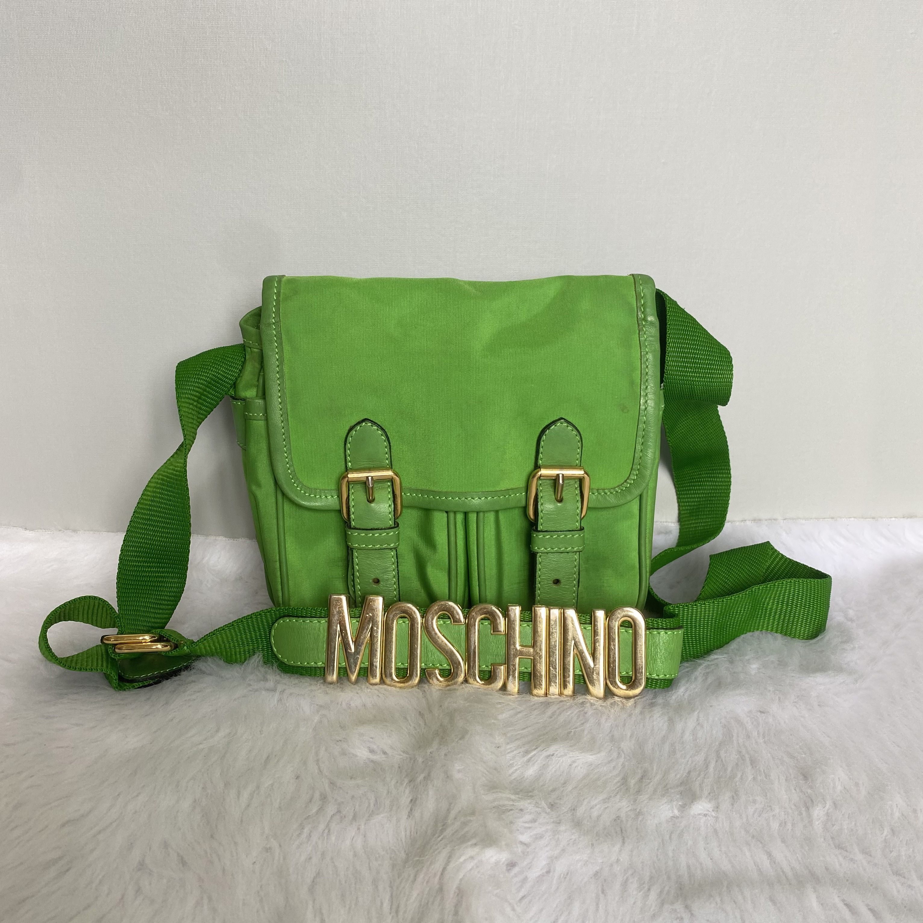 MOSCHINO Redwall Vintage Green Nylon Crossbody Bag