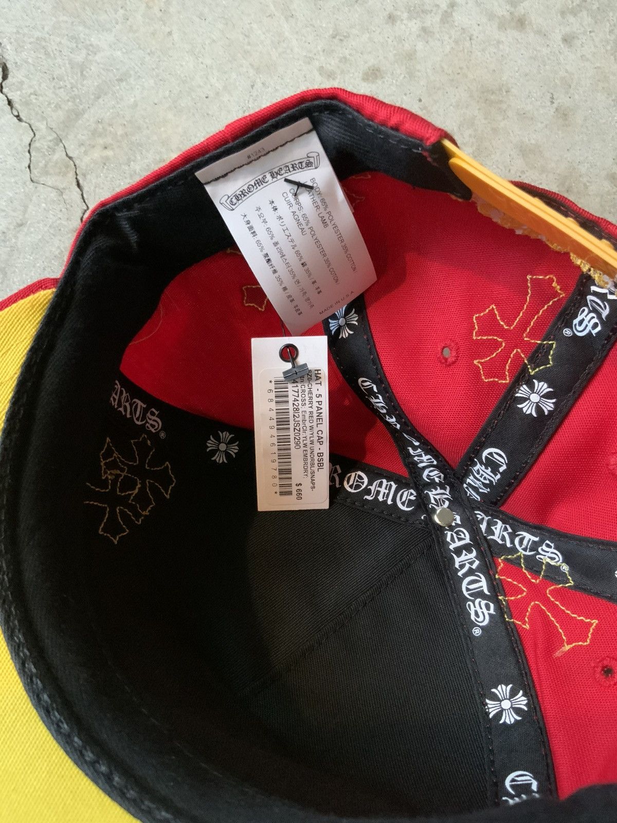 Chrome Hearts CHROME HEARTS YELLOW GOLD LEATHER CROSS PATCH RED CH HAT Size ONE SIZE - 5 Thumbnail