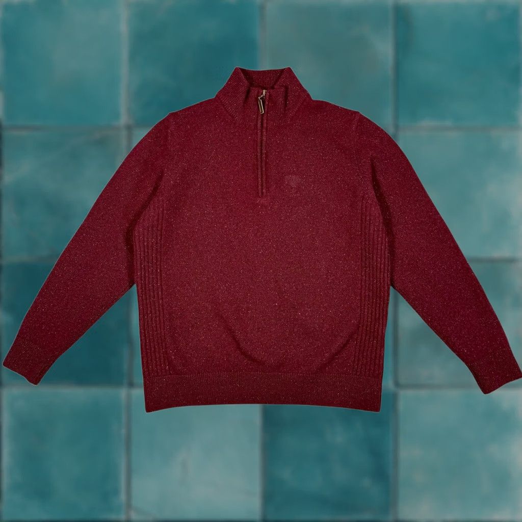Barbour Barbour Sweater Wool Blend Knit 1/4 Zip Burgundy Speckled Size S Womens Pullover Mock Neck Long Sleeve Regular Unisex Adults Recycled Text: None Size S / US 4 / IT 40 - 1 Thumbnail