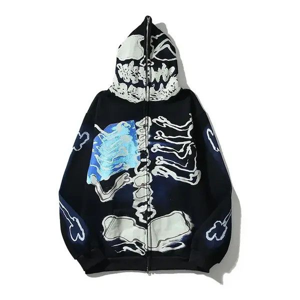 Other Skeleton Print Zip Up Hoodie Punk Rock Y2k Size US L / EU 52-54 / 3 - 7 Thumbnail