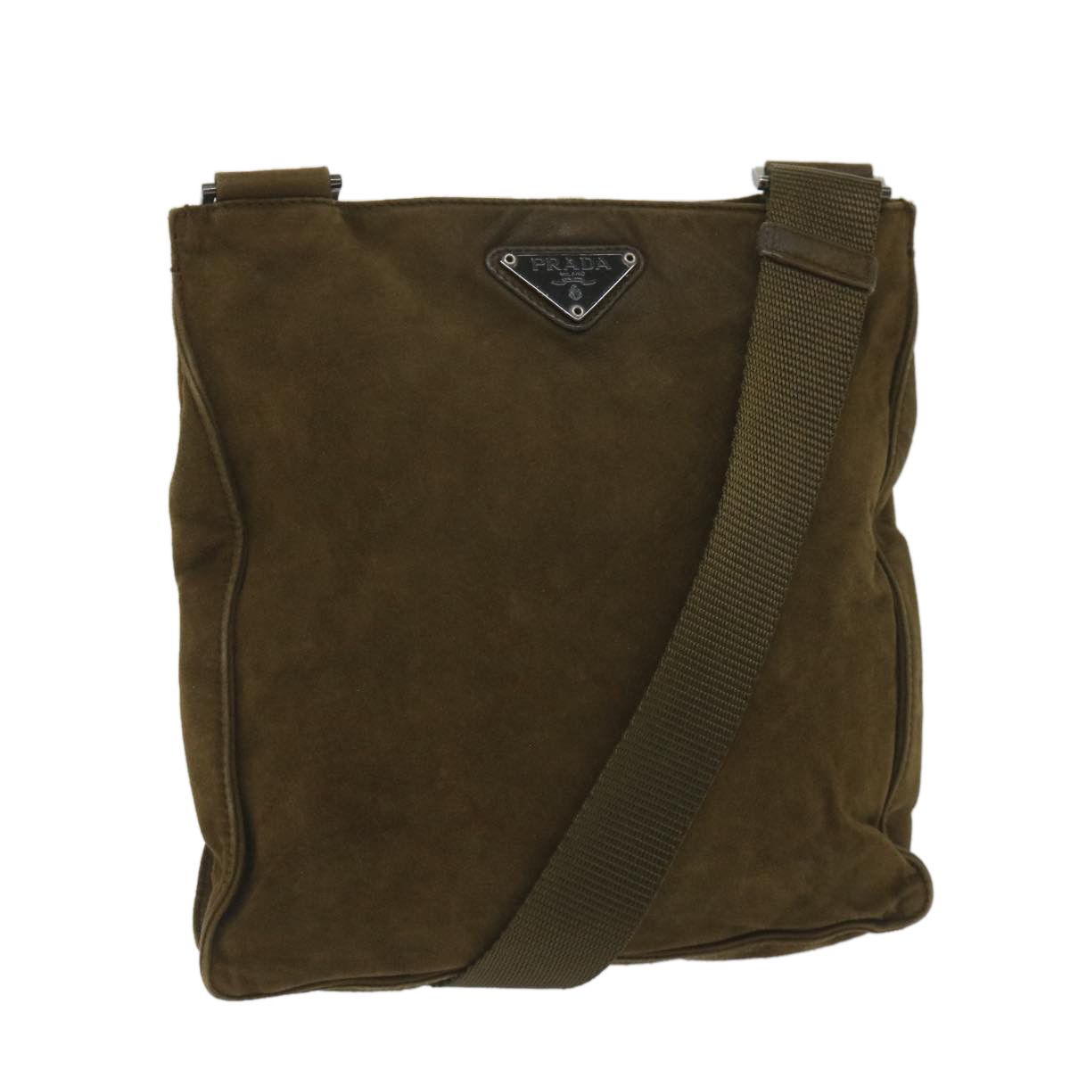 image of Prada Shoulder Bag Suede Brown Auth Ar10672, Women's