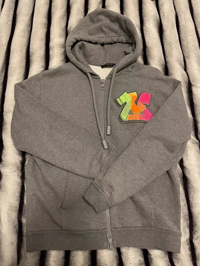 Louis Vuitton Stylish Gray Hoodie with Neon Embroidery- DMC Size US L / EU 52-54 / 3 - 1 Thumbnail