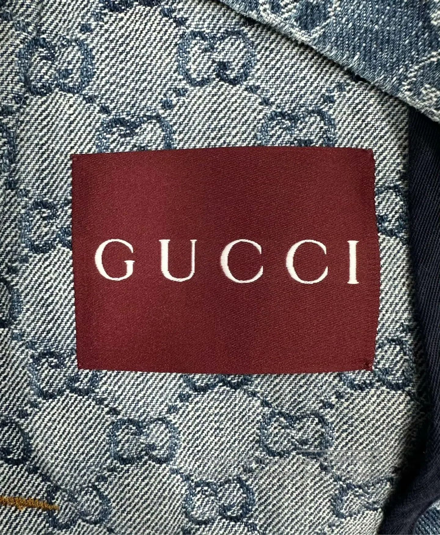 Gucci Guicci Dark Blue Monogrammed Logo Denim Short-sleeve Shirt Size M / US 6-8 / IT 42-44 - 5 Thumbnail