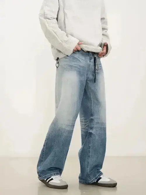 Vintage loose washed faded baggy gradient jeans Size US 32 / EU 48 - 3 Thumbnail