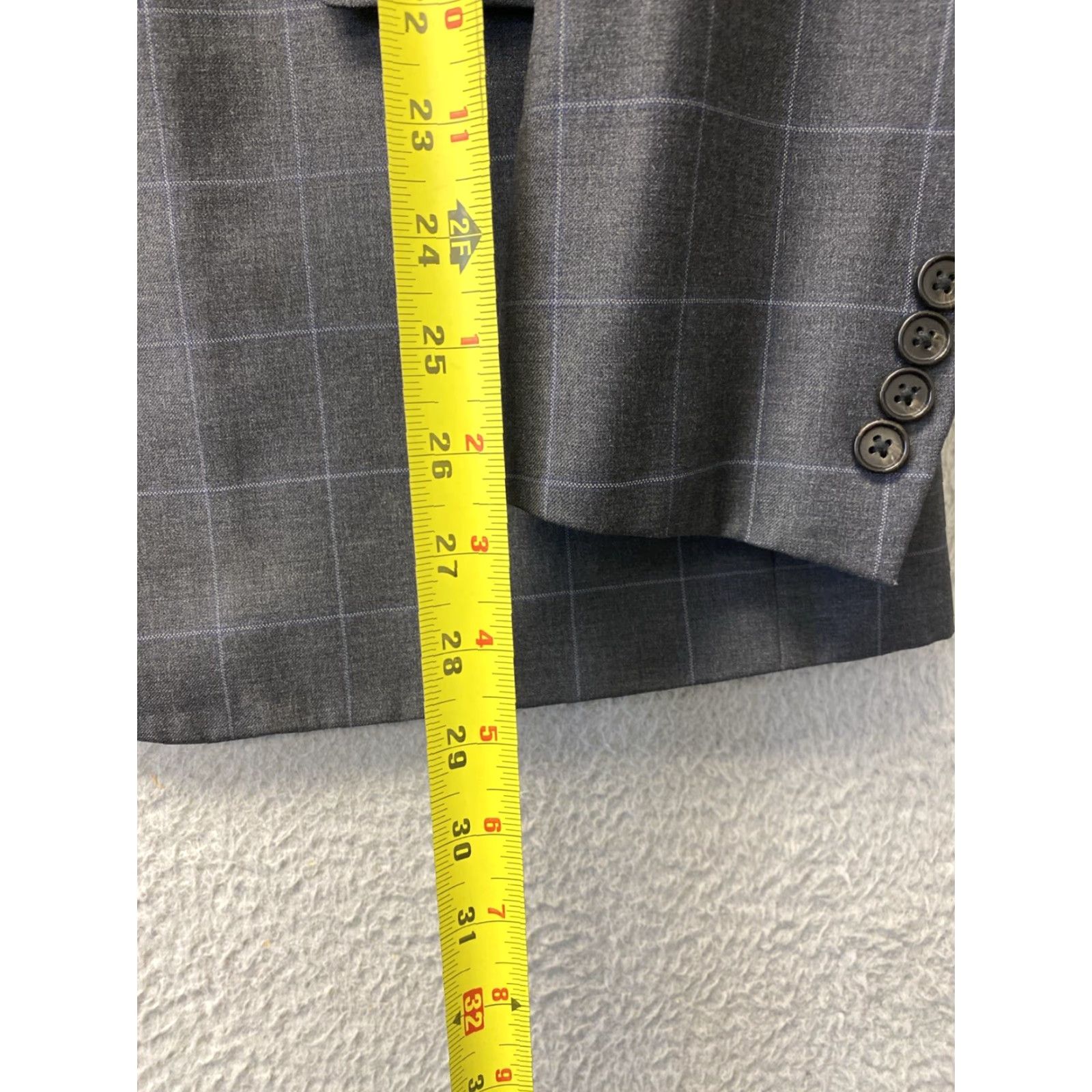 Ralph Lauren VINTAGE Ralph Lauren Blazer Jacket 44R Wool Gray Check Designer Mens Size 44R - 5 Thumbnail