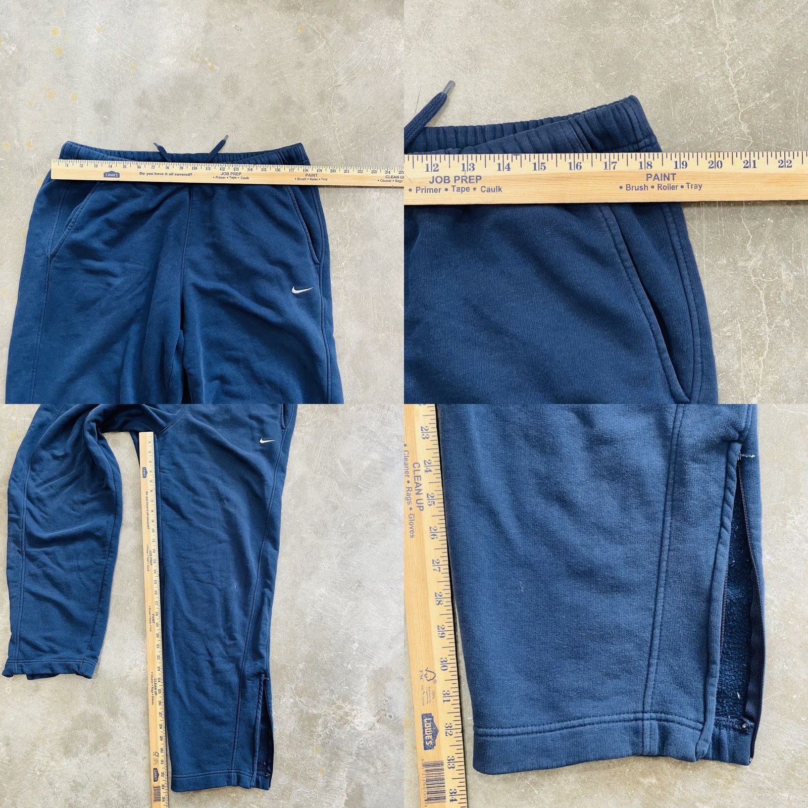 Vintage VINTAGE Nike Navy Blue Warmup Pants Track Bottoms Men XL 1990s Zippered Ankles Drawstring Gray Tag Size US 36 / EU 52 - 8 Thumbnail