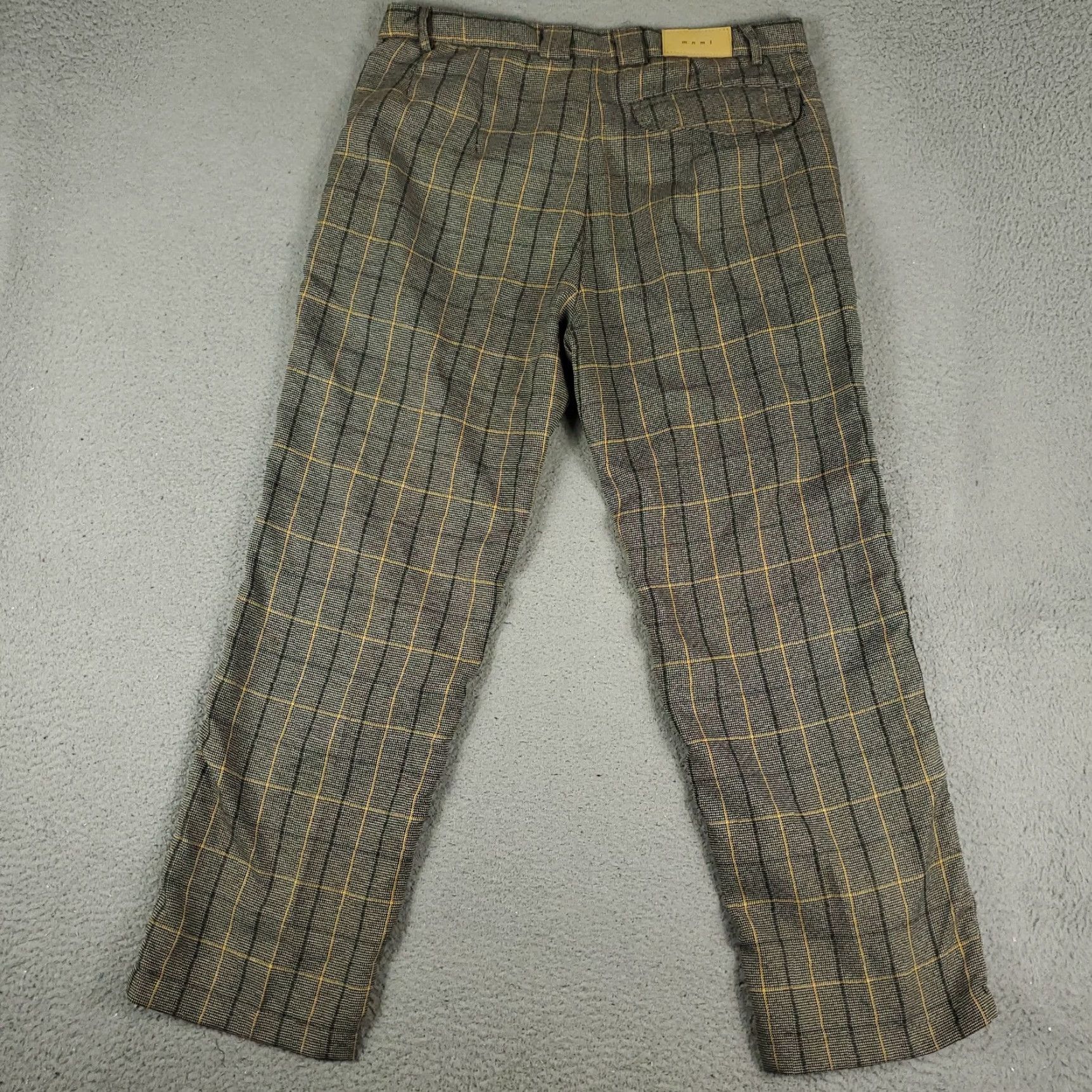 MNML MNML Dress Pants Mens 34x30 Gray Beige Plaid Knit Slash Pockets Trousers Size US 34 / EU 50 - 7 Thumbnail