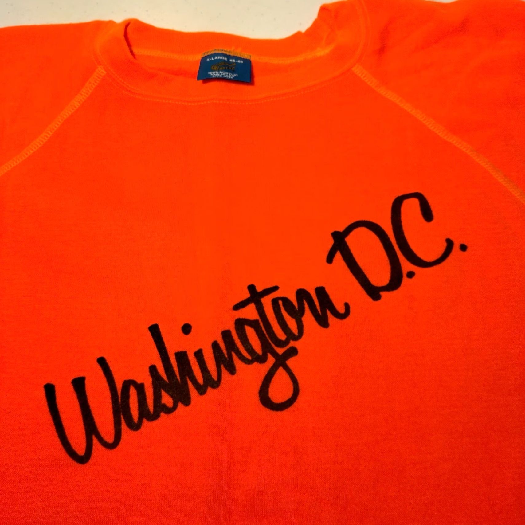 Vintage VINTAGE Sneakers Washington DC Sweatshirt Men XL Crew Neck Raglan Orange Knit Sweatshirt, Long Sleeve, Pullover, Acrylic, Solid, DC Theme, Vintage Size US XL / EU 56 / 4 - 5 Thumbnail