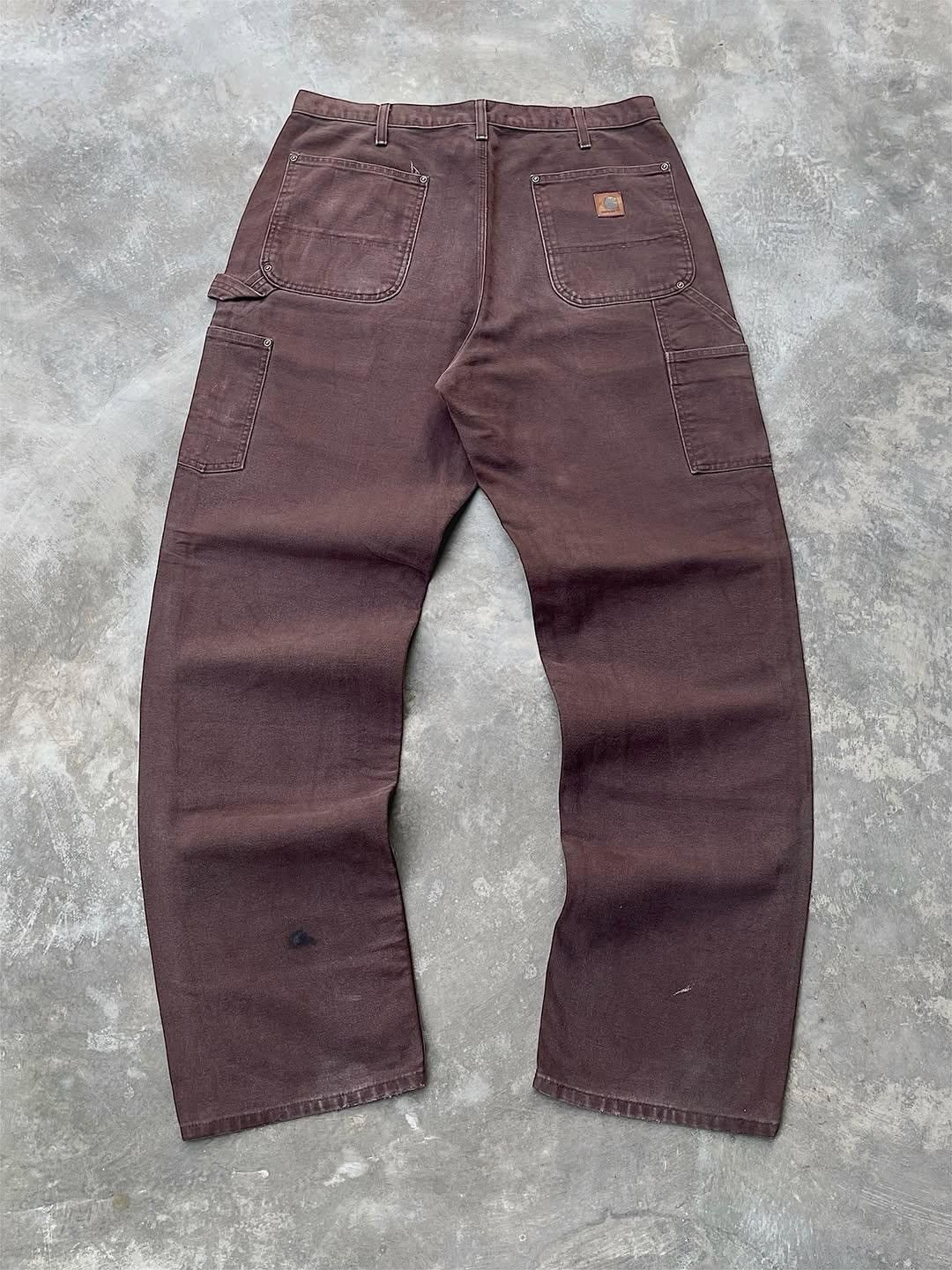Carhartt Faded Dark Brown Carhartt Doublekne🪡Grunge Size US 34 / EU 50 - 5 Thumbnail