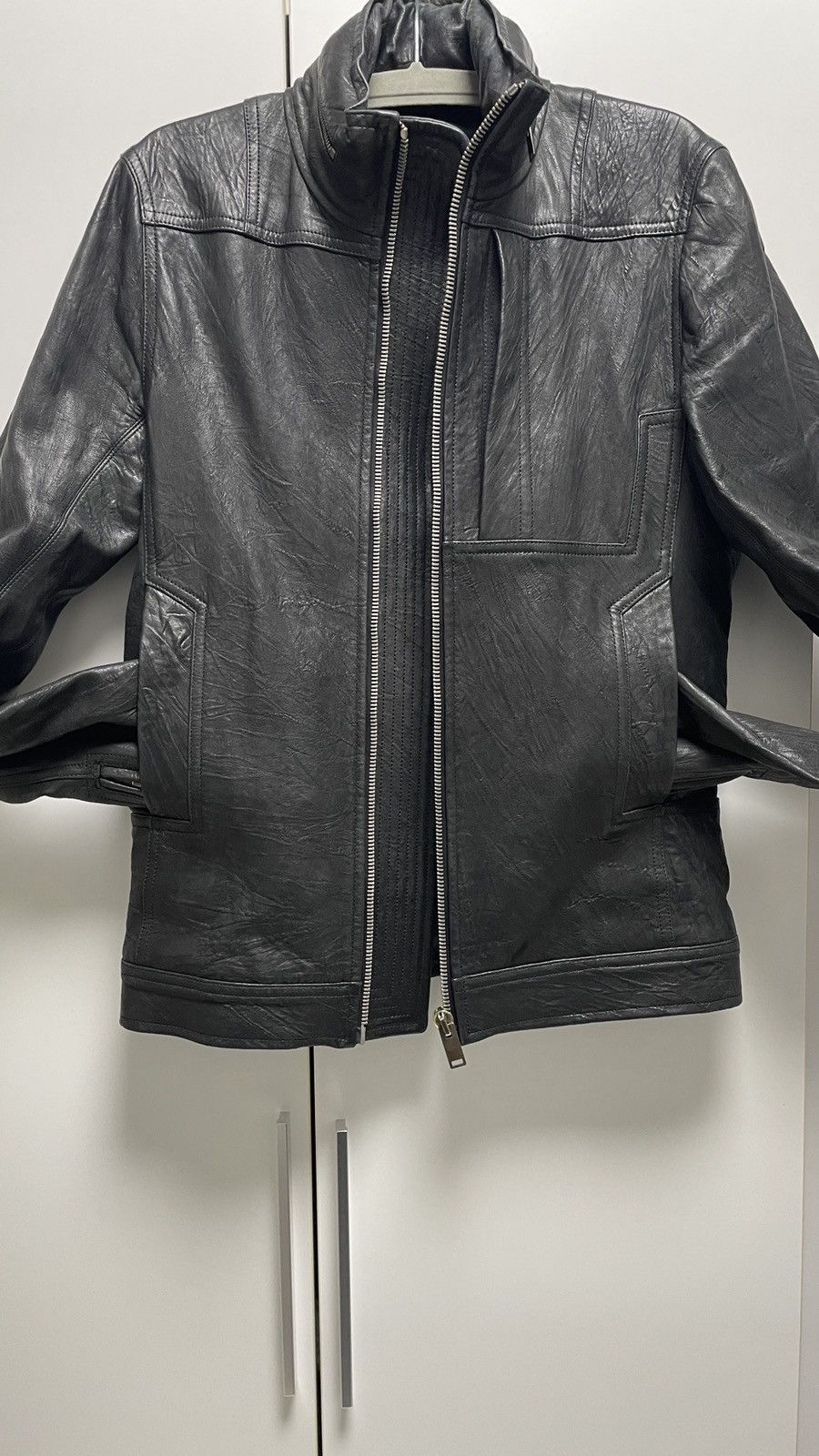 Rick Owens 13f/w Limited leather jacket *mint Hidden hood on neck Size US L / EU 52-54 / 3 - 9 Thumbnail