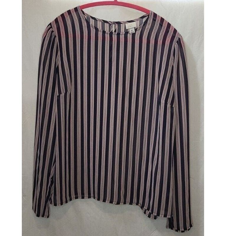 Other A New Day Blue MultiColor Striped Long Sleeve Blouse XL Size XL / US 12-14 / IT 48-50 - 3 Thumbnail