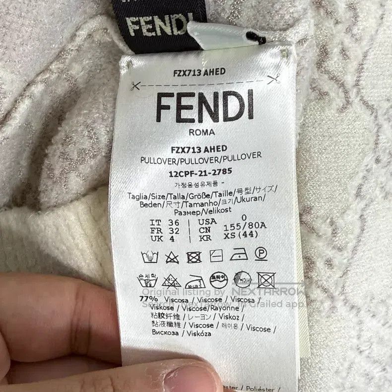 Fendi Fendi Beige High Neck Pullover Printed Sweater Size XXS / US 00 / IT 34 - 4 Thumbnail